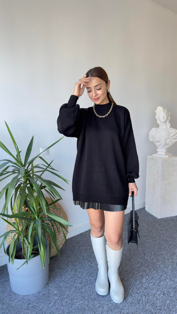 Balloon Sleeve Black Sweater