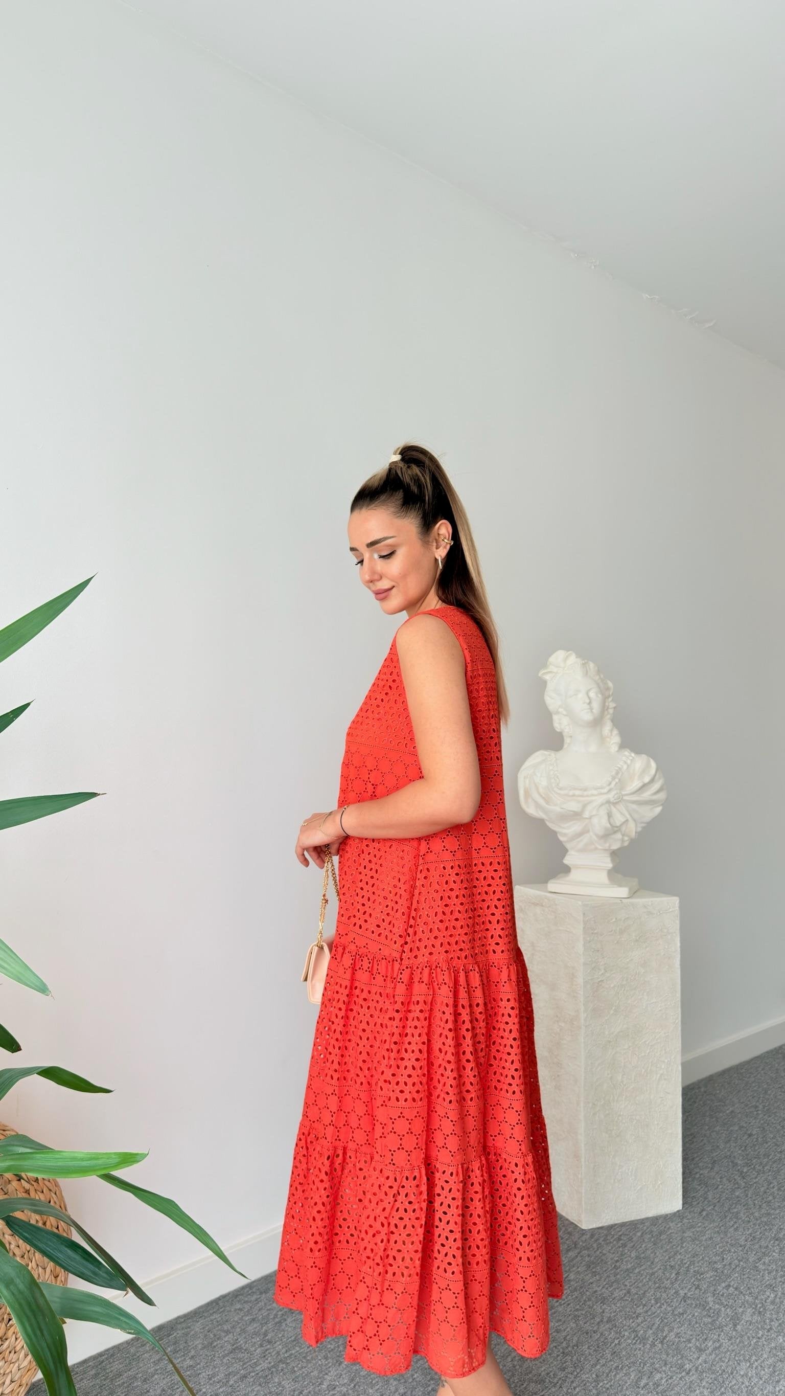 Orange Oslo V-Neck Cutaway Dress