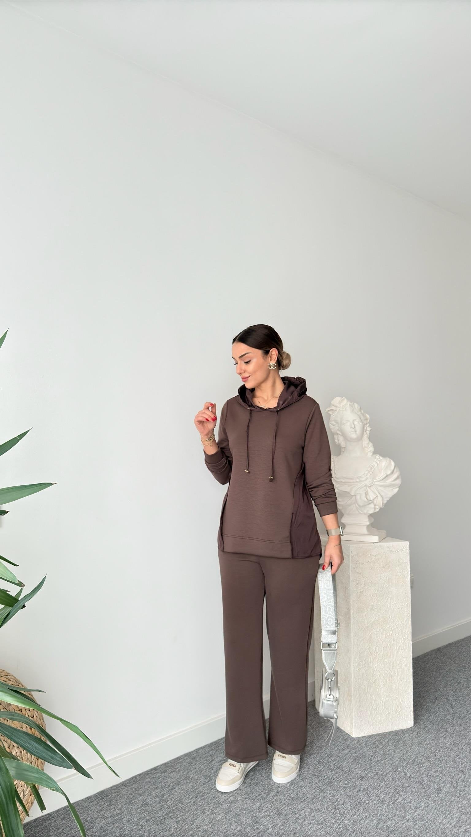 Brown Soleda Parachute Detailed Modal Suit