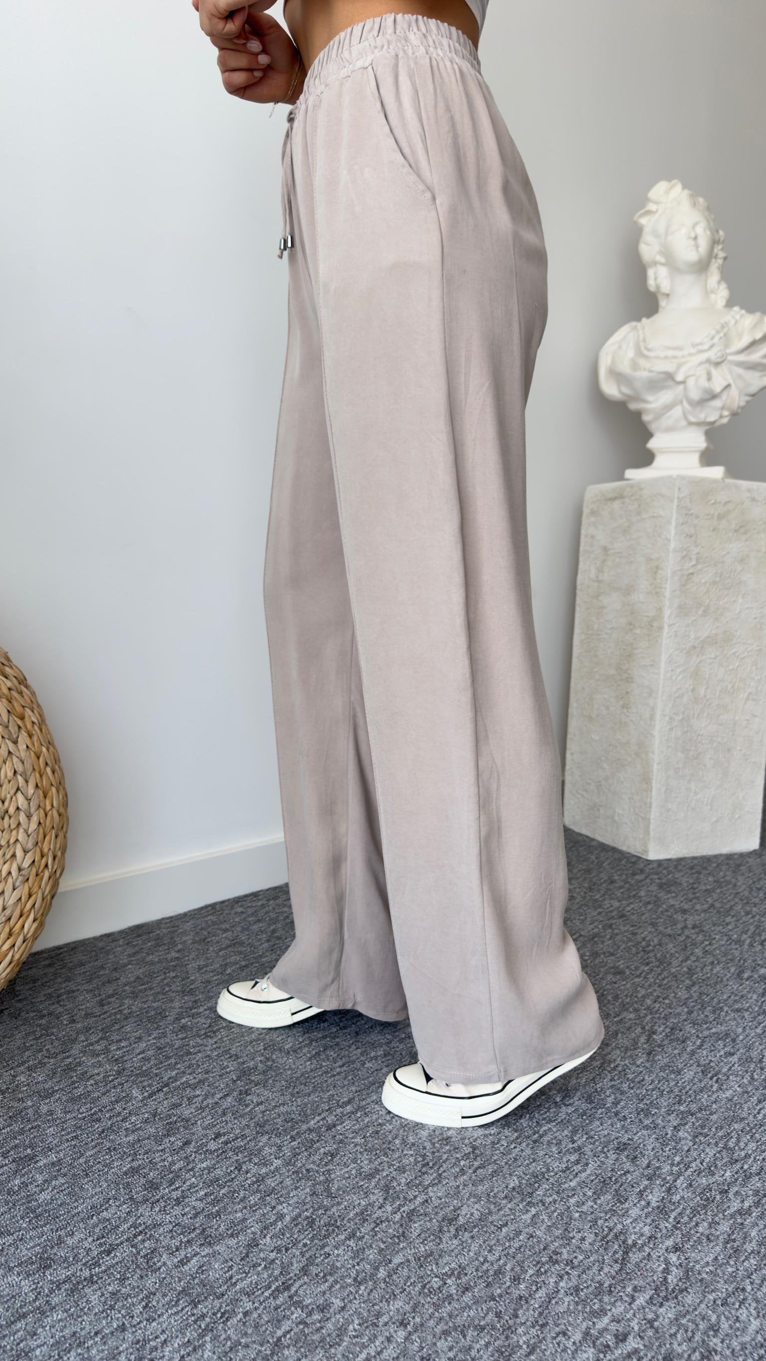 Orj Brand Washed Beige Tencel Trousers
