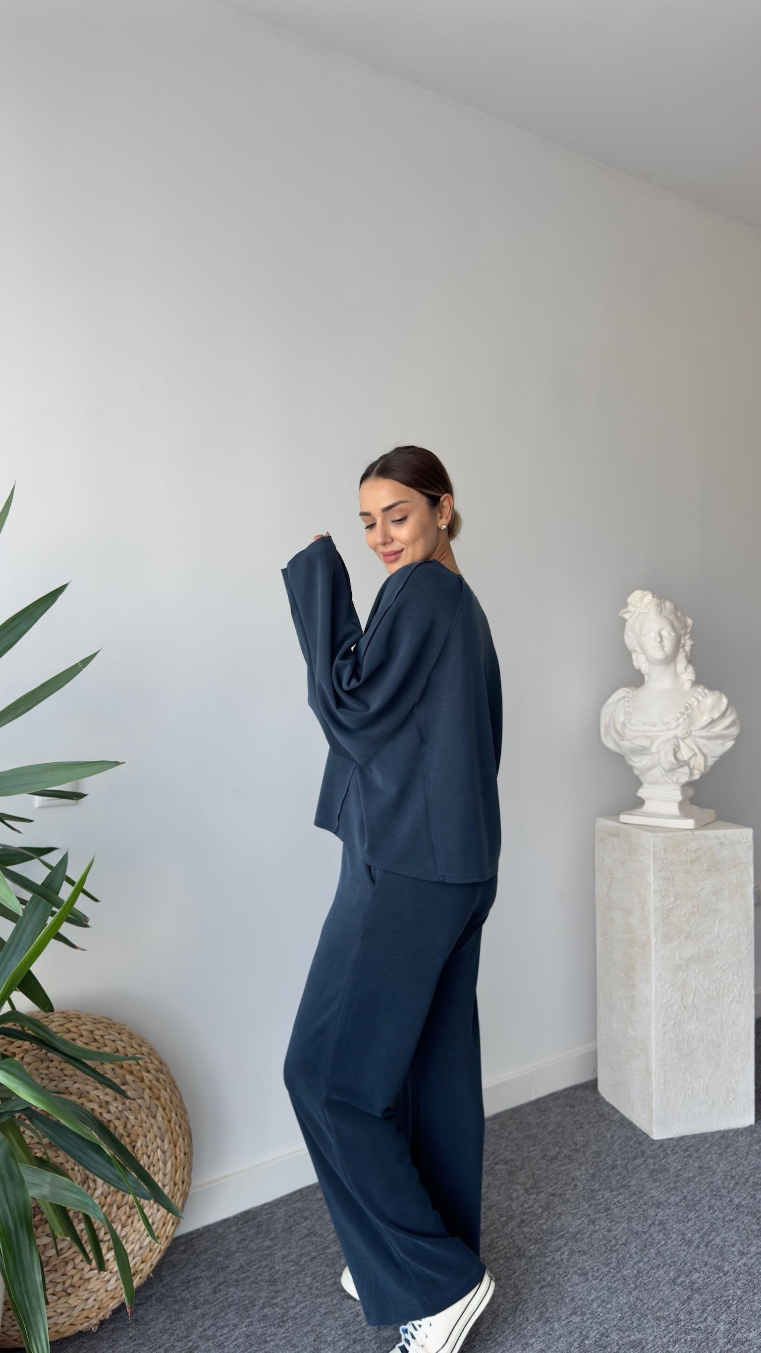 Navy Blue Sergio Wide Collar Oys Modal Suit