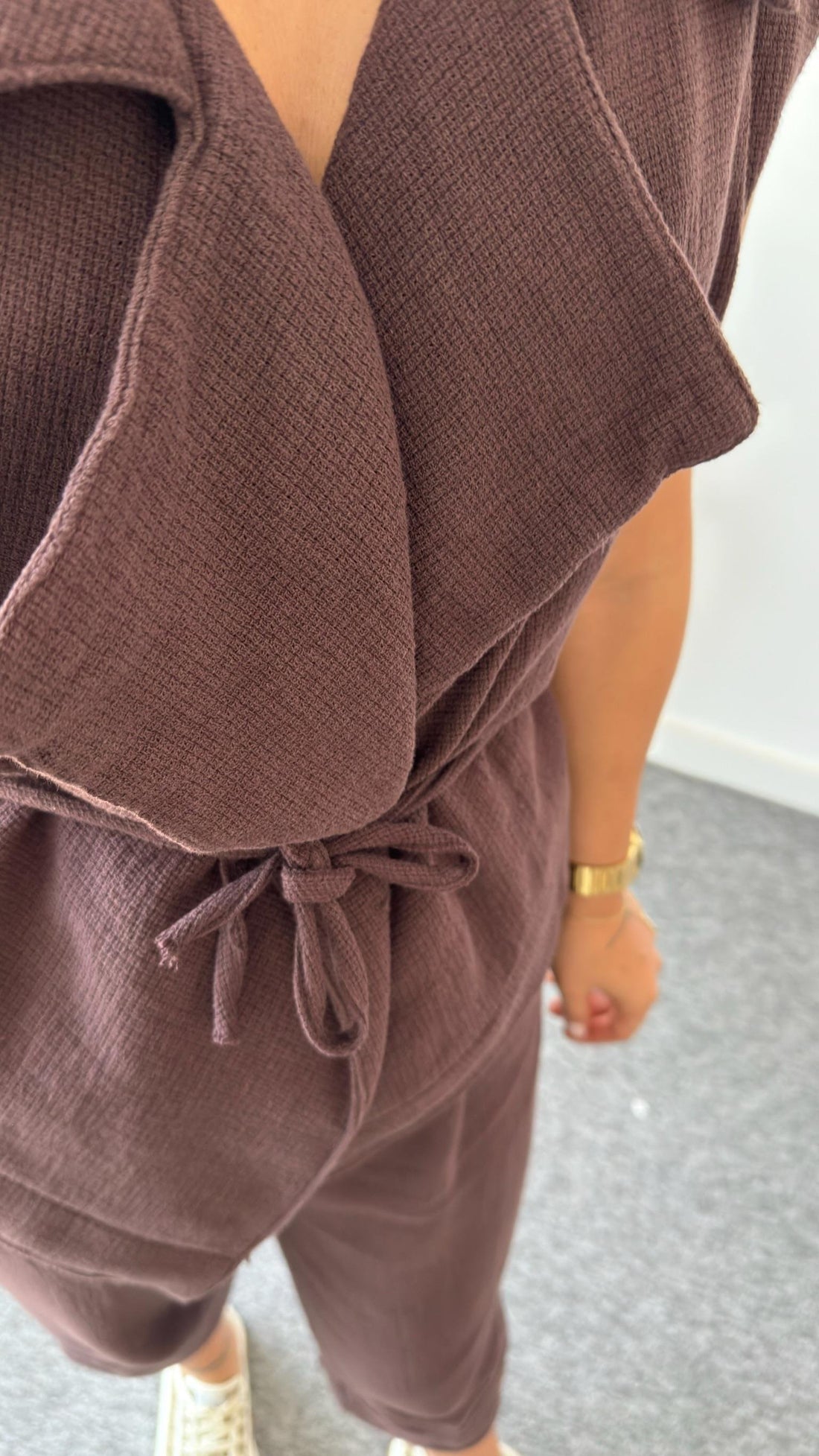 Brown Linen Suit with Vest