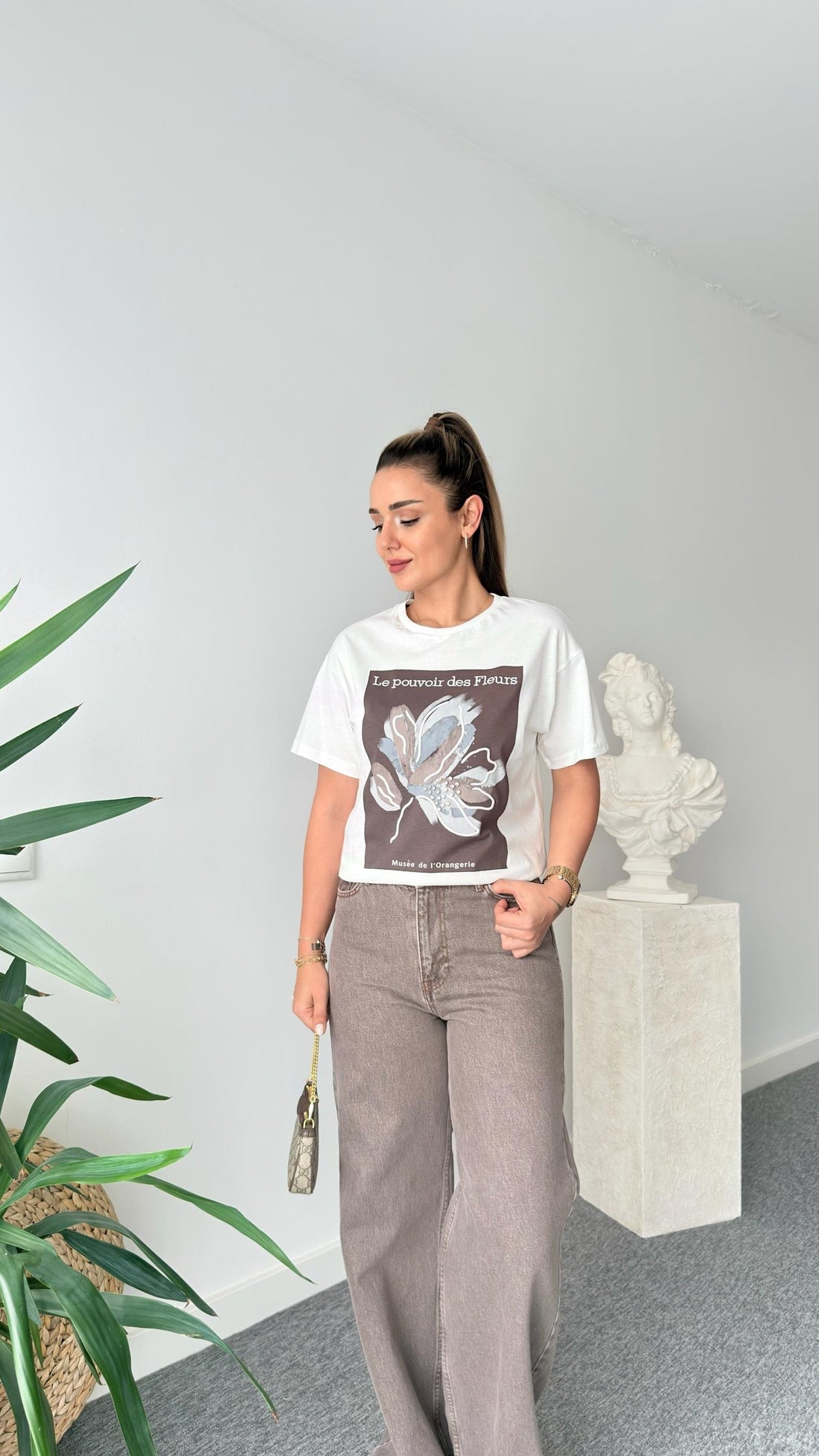 Stoned and Flower Printed T-shirt