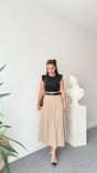 Brek Zra Model Belted Contrast Dress