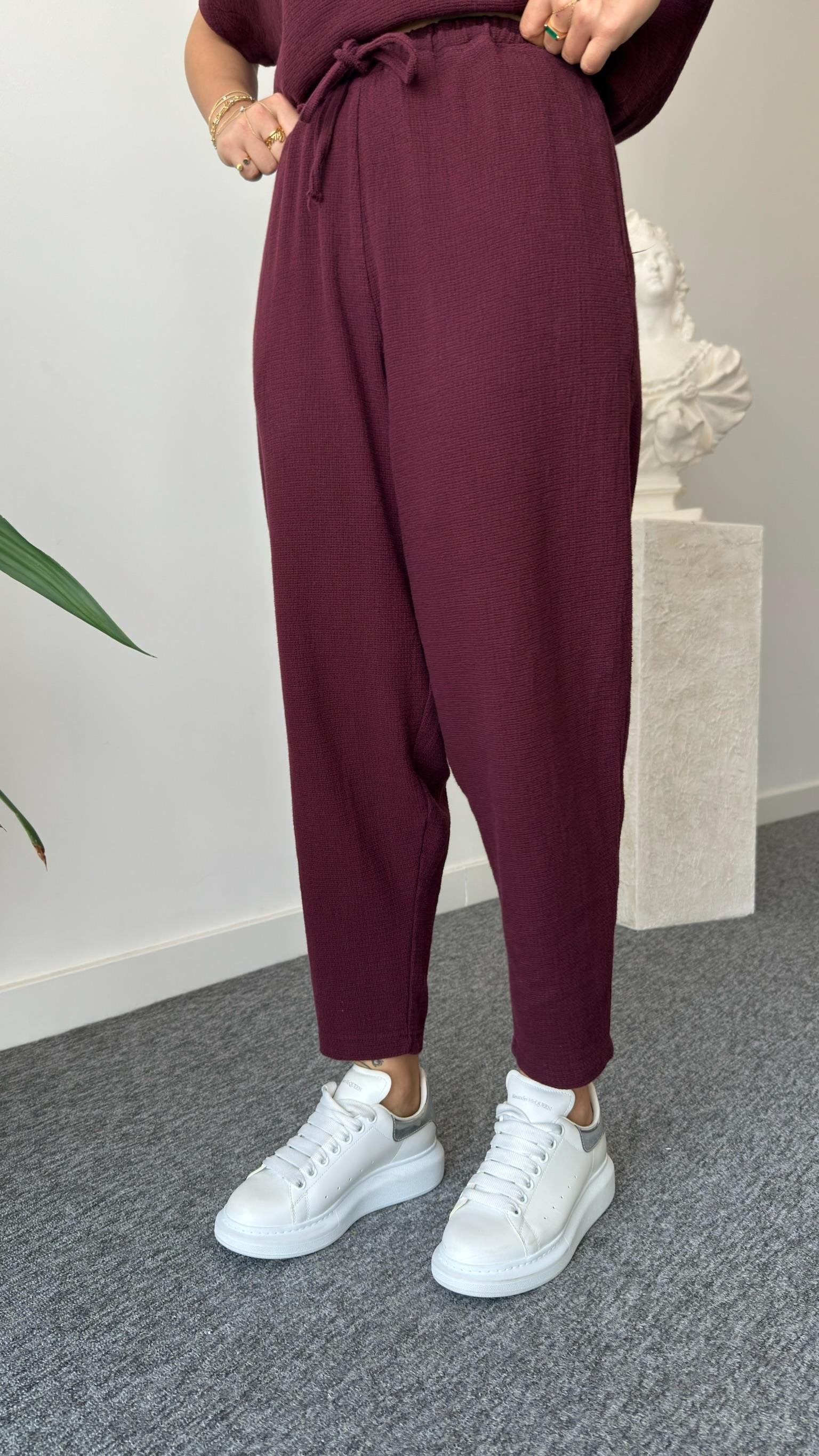 Claret Red Jaker Linen Casual Suit