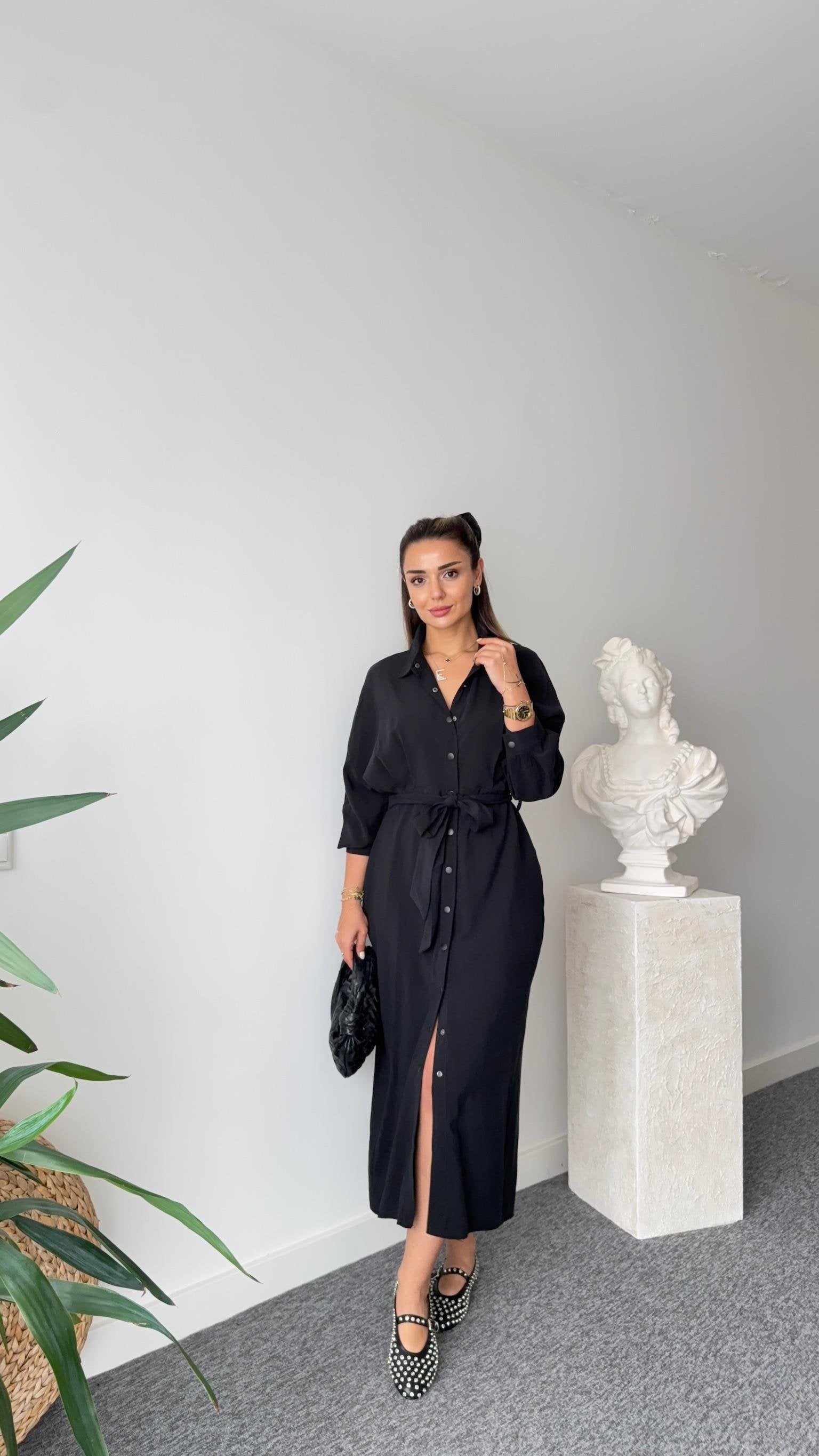 Serna Orj Brand Snap Button Tencel Dress
