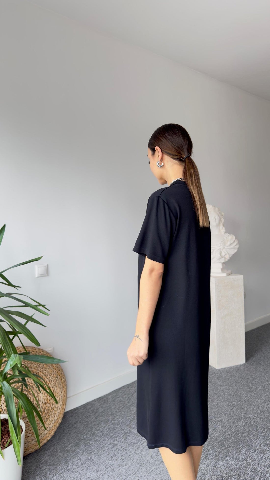 Black Tiger Embroidered Basic Dress