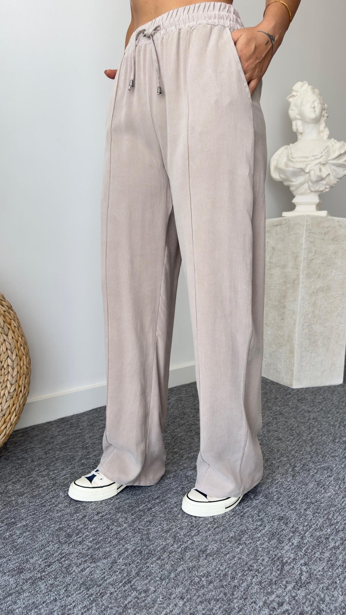 Orj Brand Washed Beige Tencel Trousers