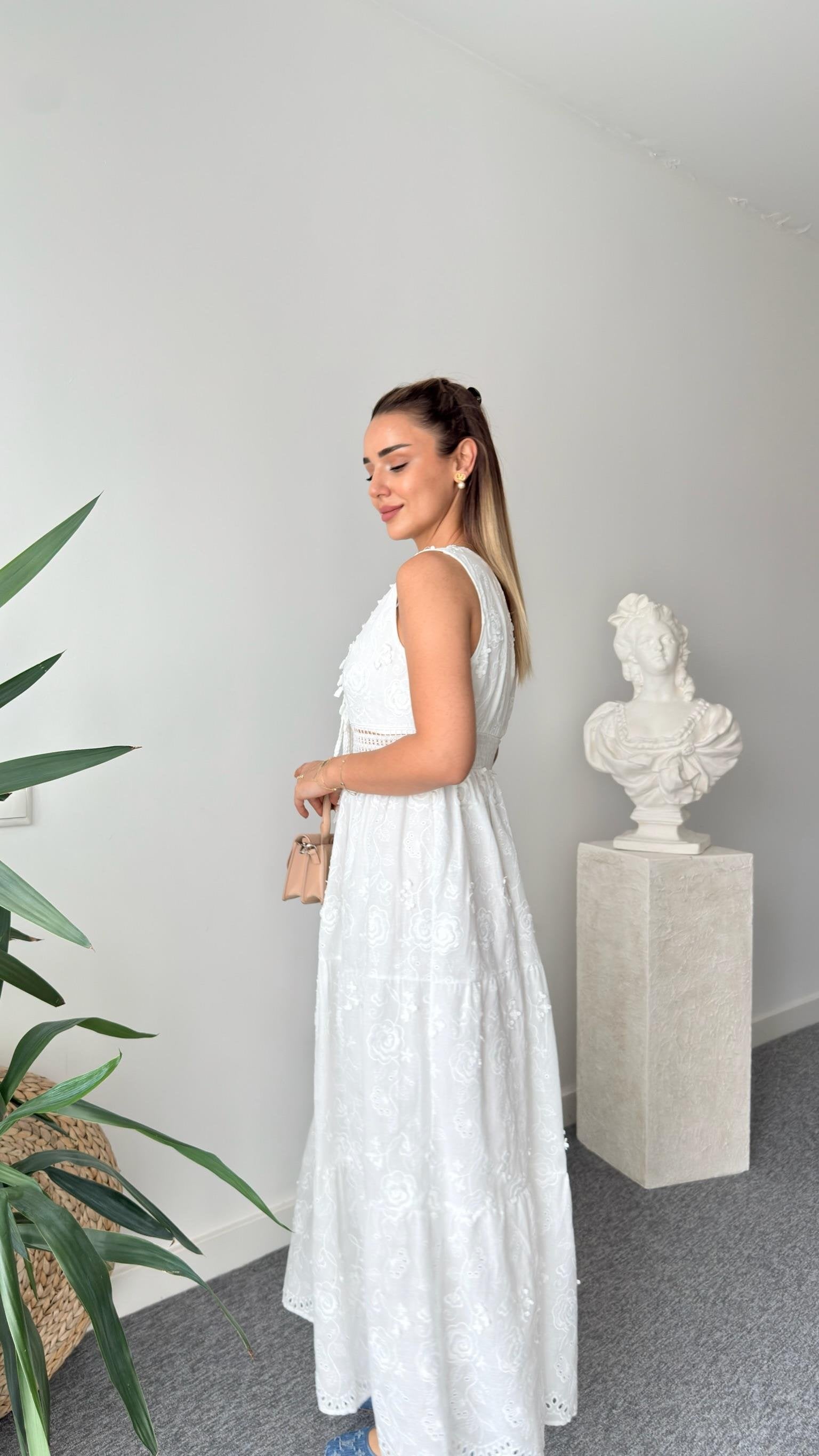 Premium White Cutwork Dress with Pigot Lining