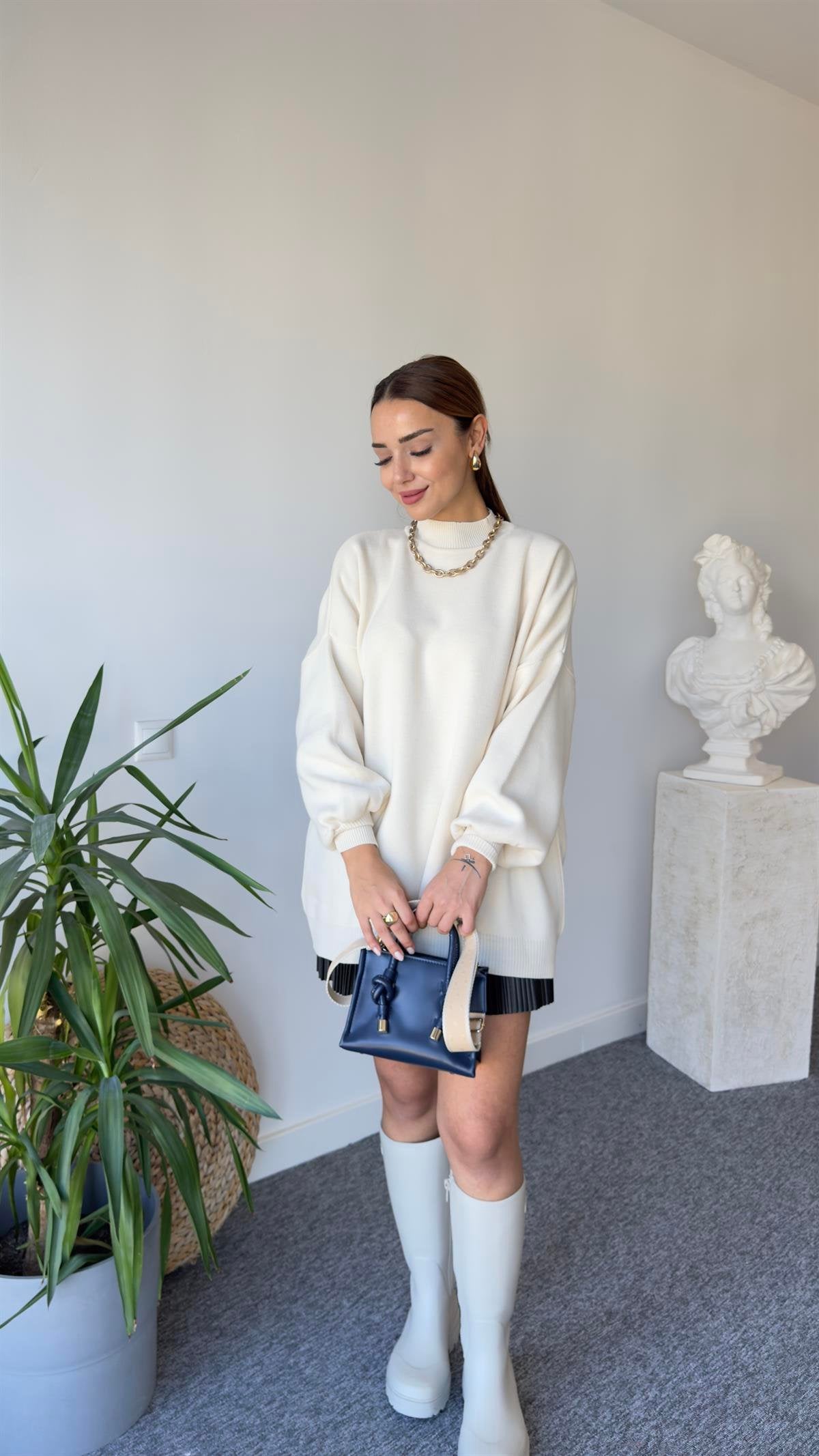 Balloon Sleeve Beige Sweater