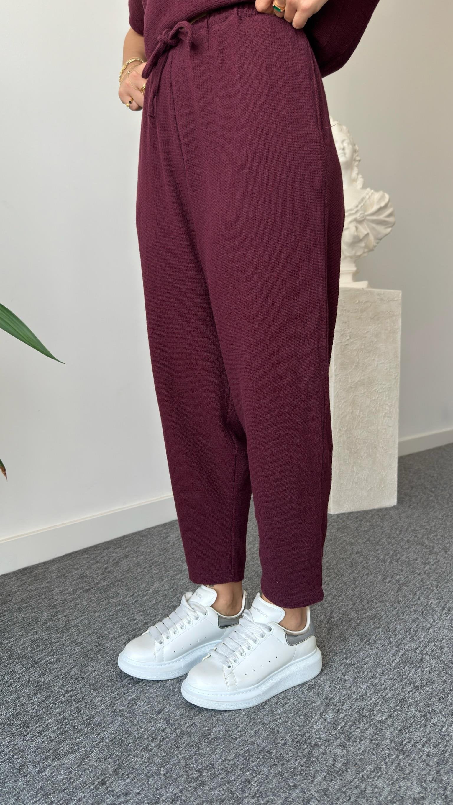 Claret Red Jaker Linen Casual Suit