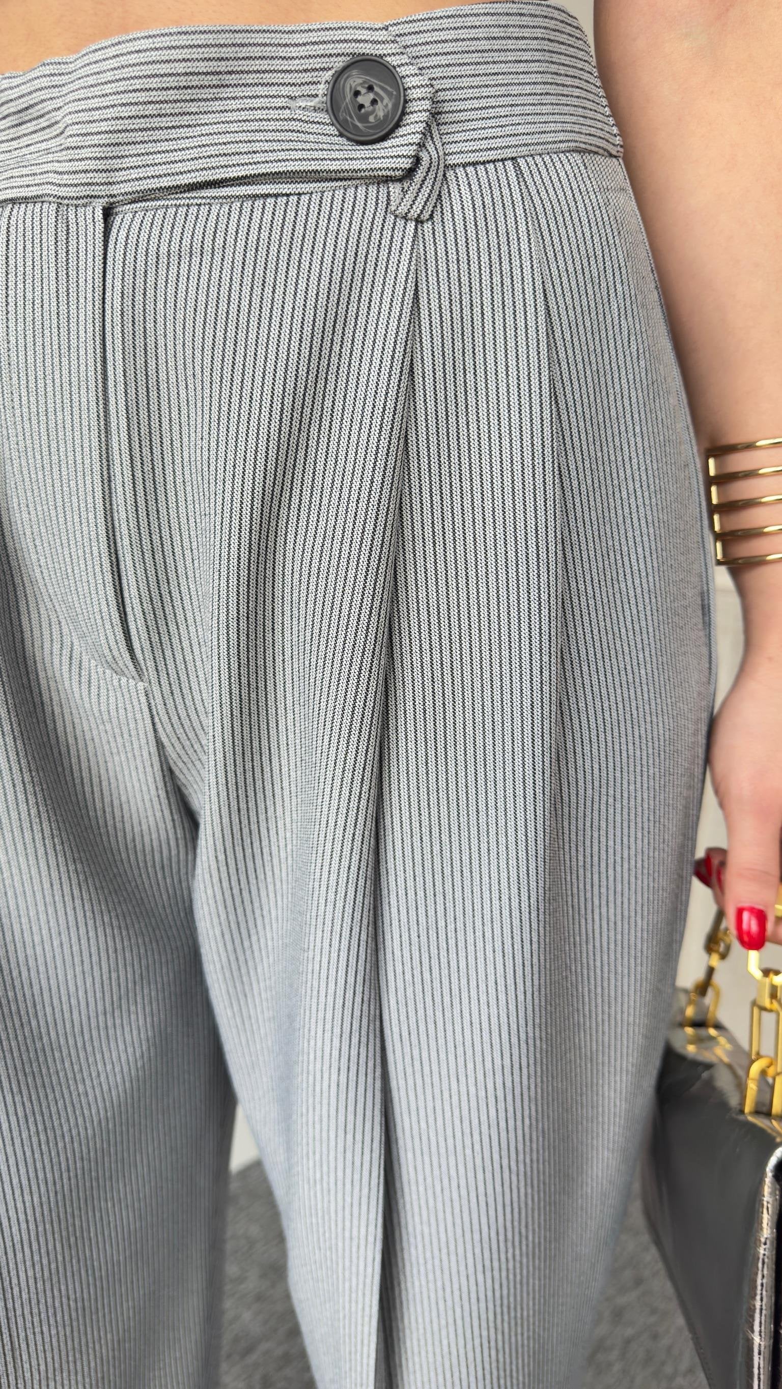 Striped Balloon Trousers with Pleated Legs