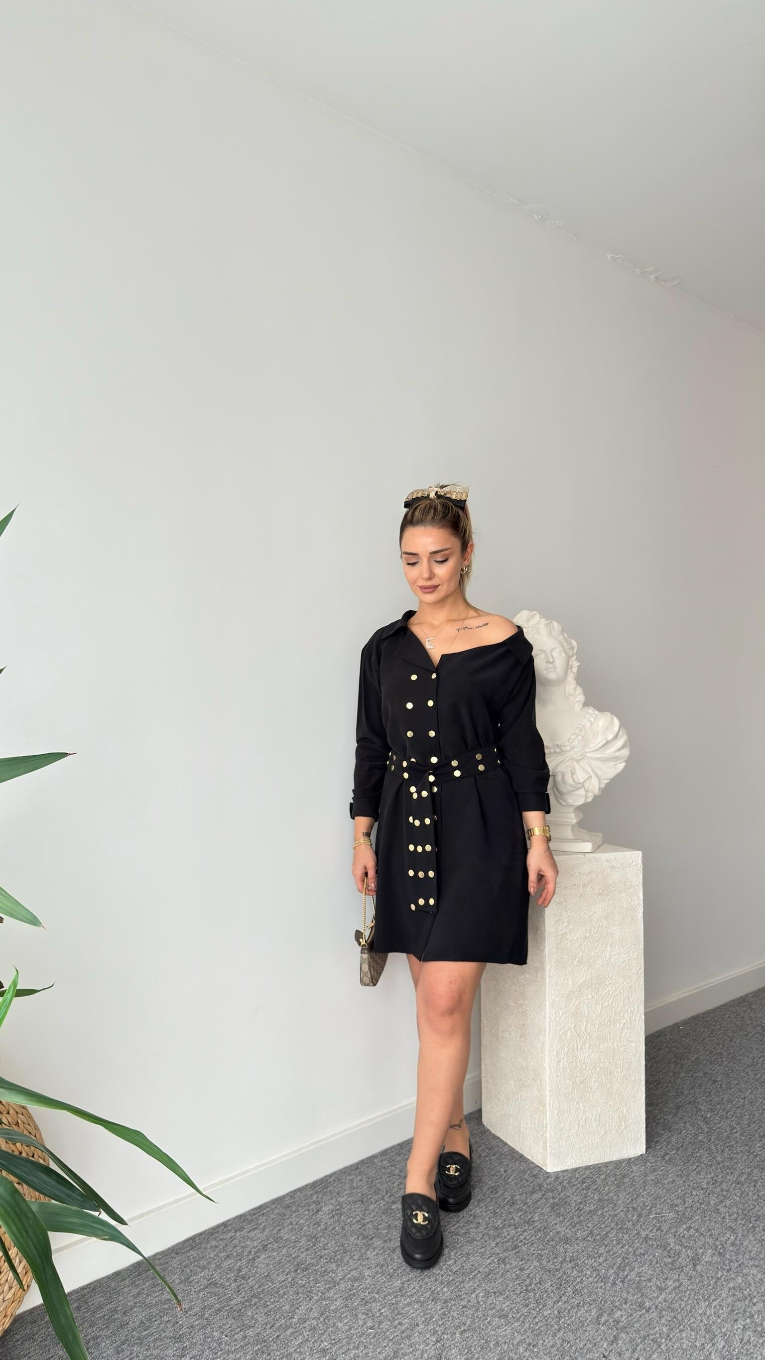 Serge Brand Model Belted Tencel Dress