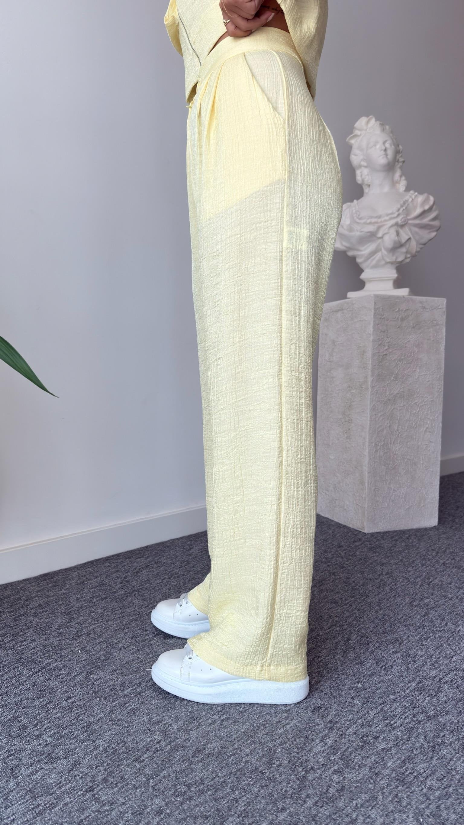 Yellow Gjen Zippered Two Piece Suit