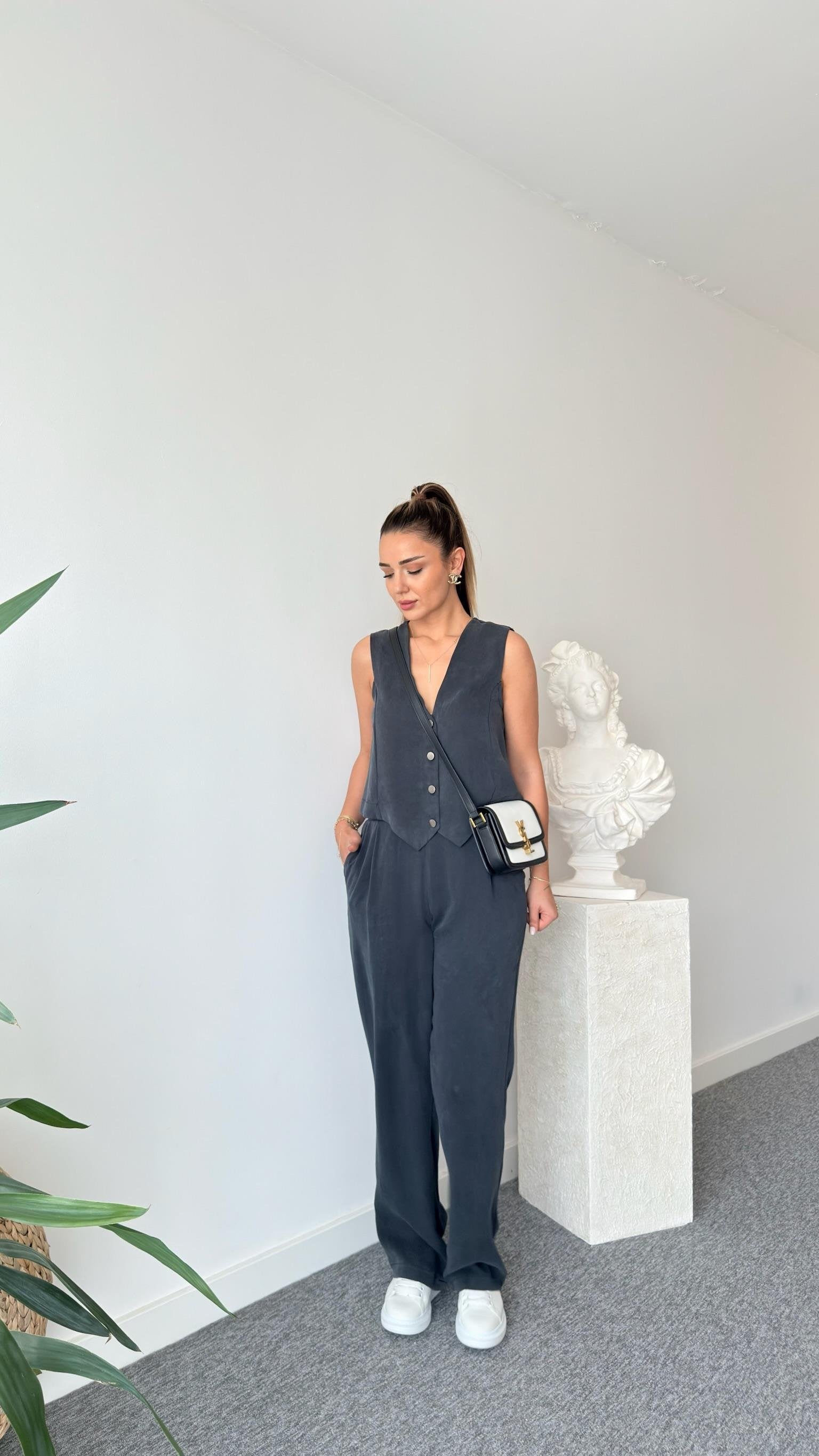 Anthracite Clare Tencel Suit with Vest
