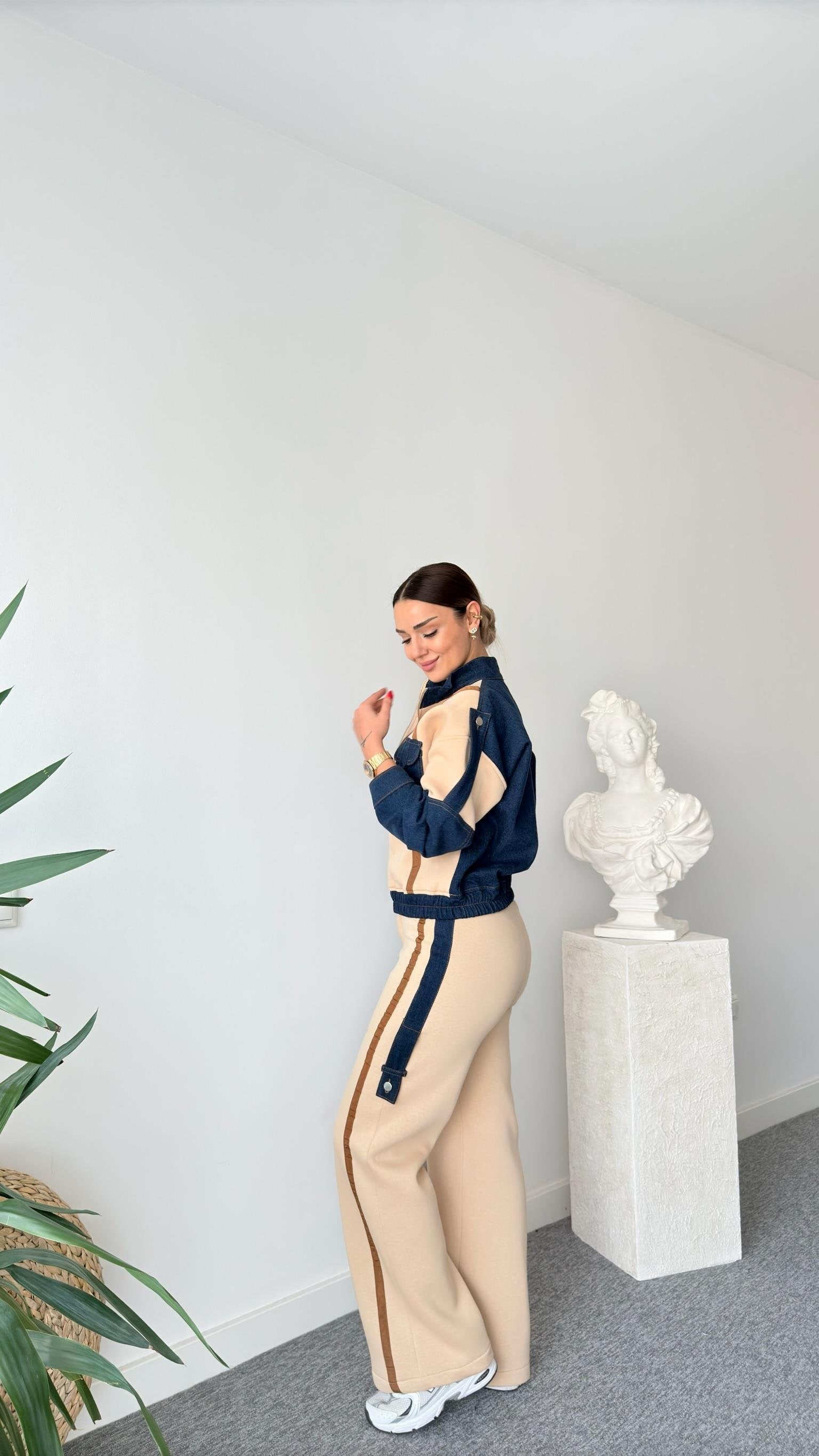 Camel Tero Denim Garnish Tracksuit