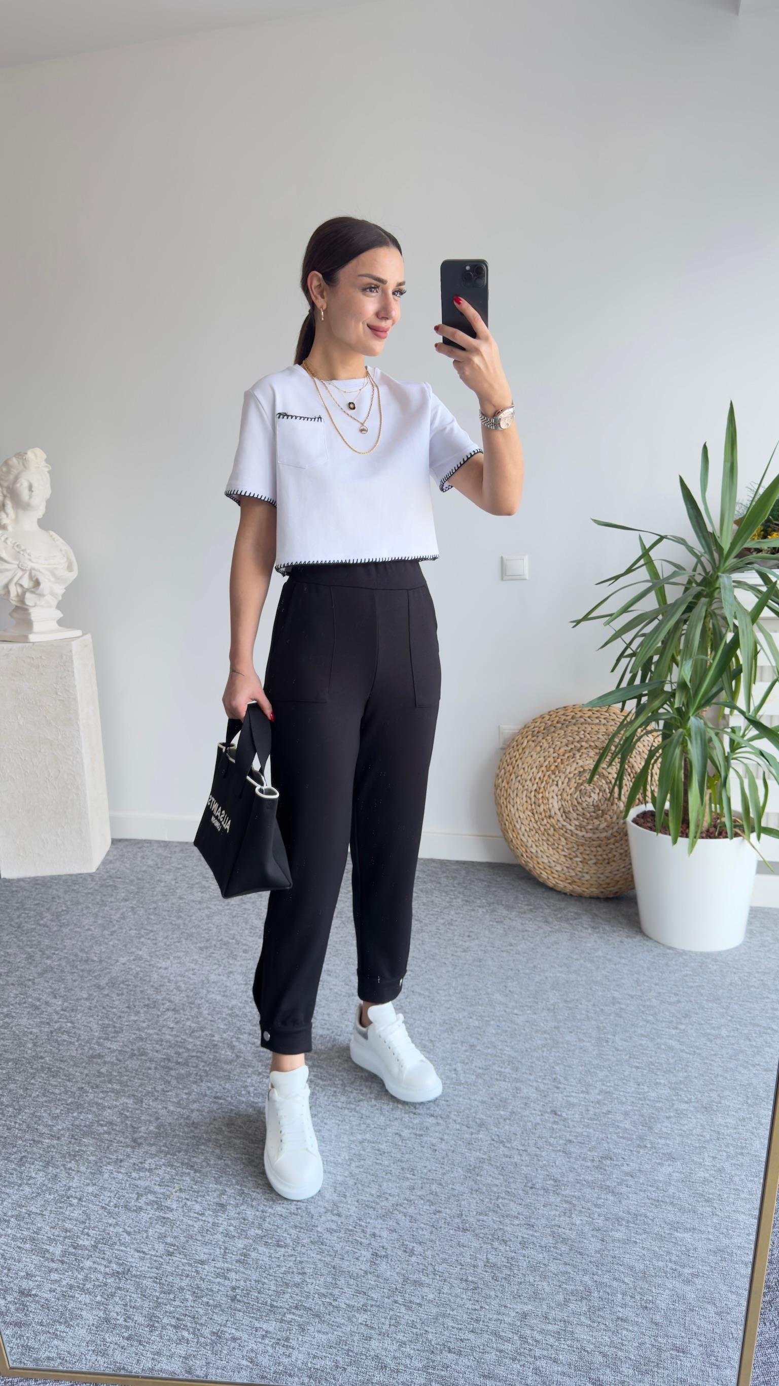 Oys Buttoned Black Modal Sweatpants