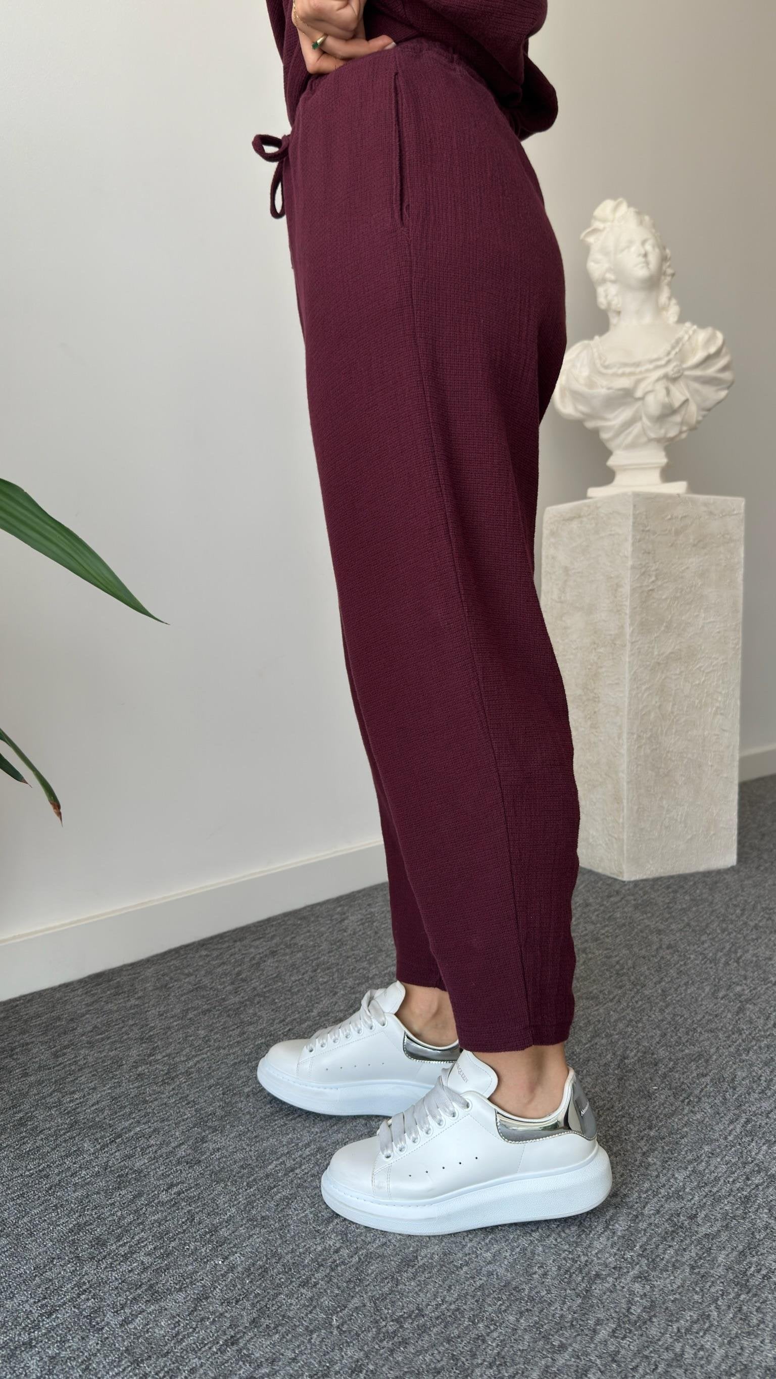 Claret Red Jaker Linen Casual Suit
