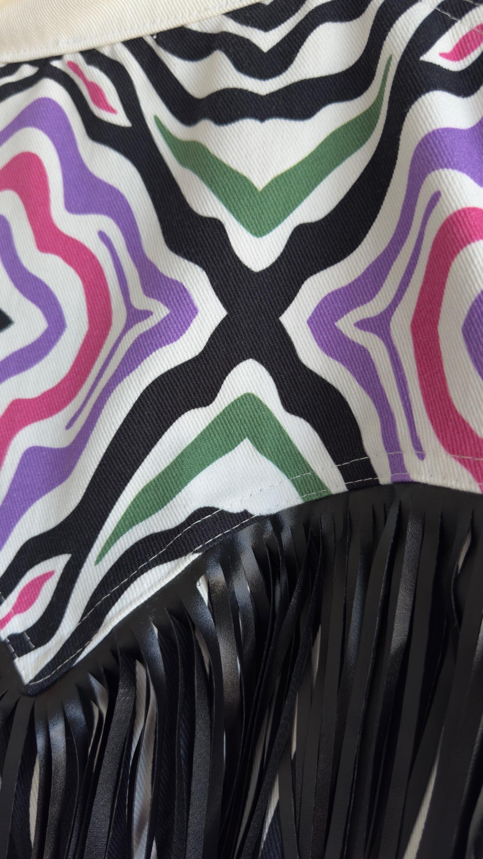 Tori Back Tassel Design Zebra Pattern Jacket
