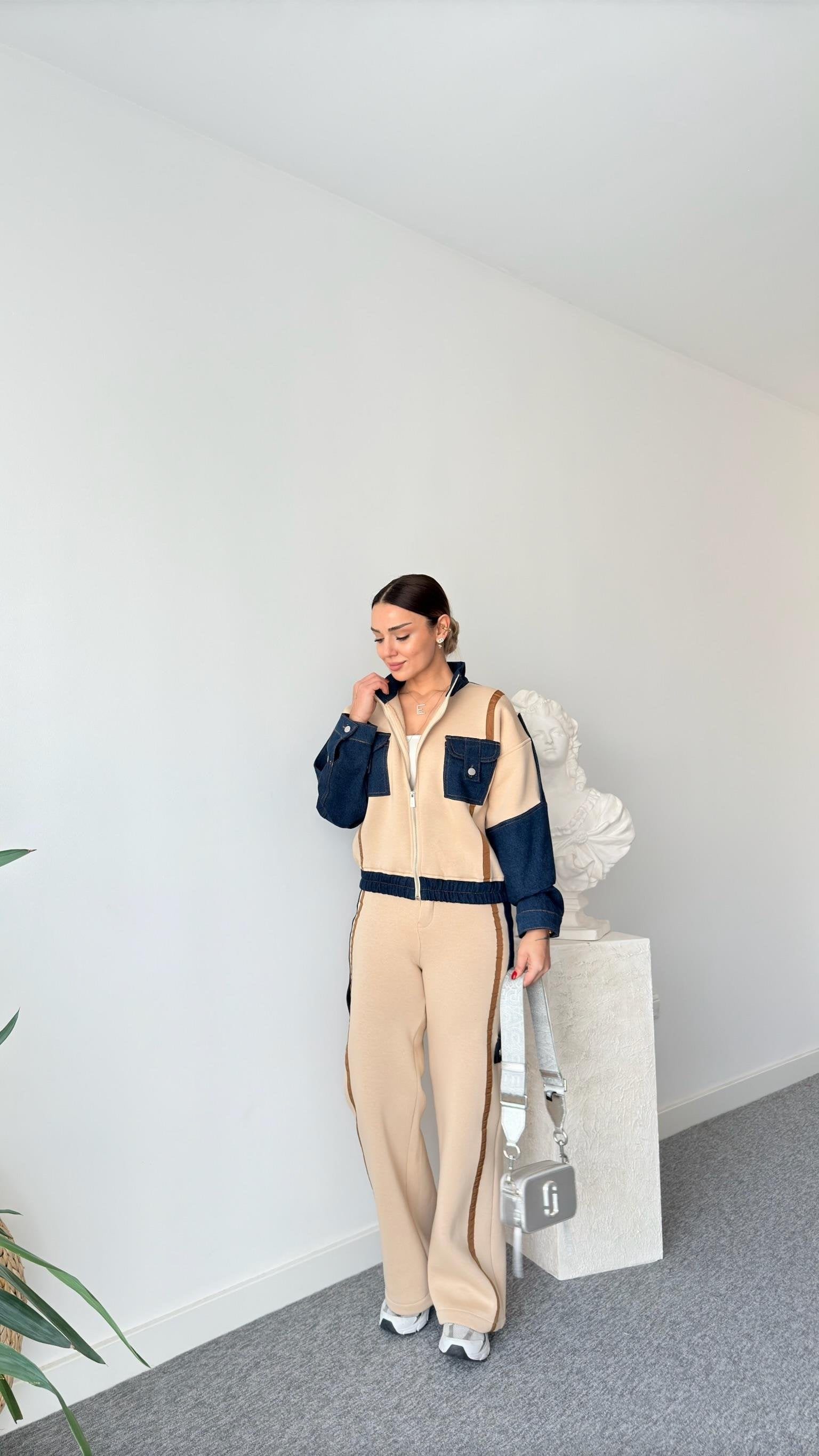 Camel Tero Denim Garnish Tracksuit