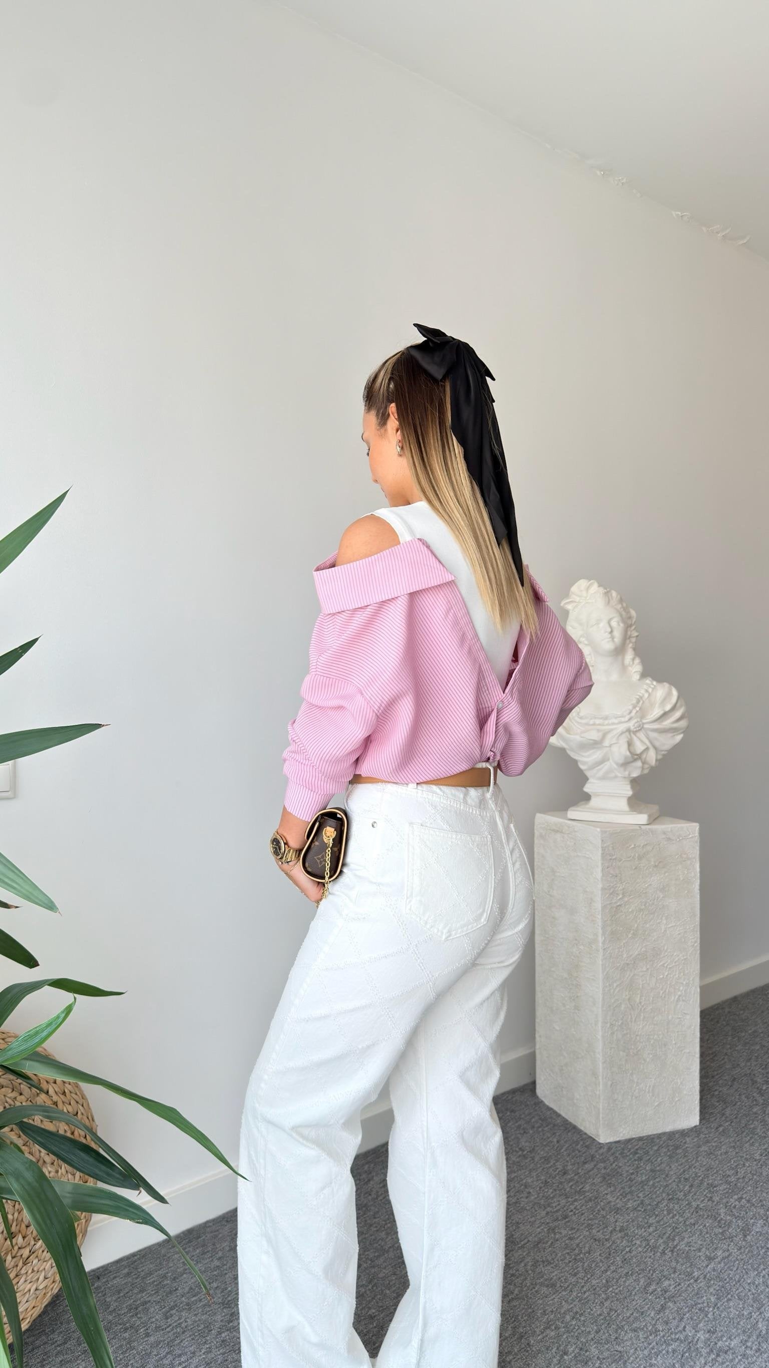 Pink Striped Knit Tank Top Shirt