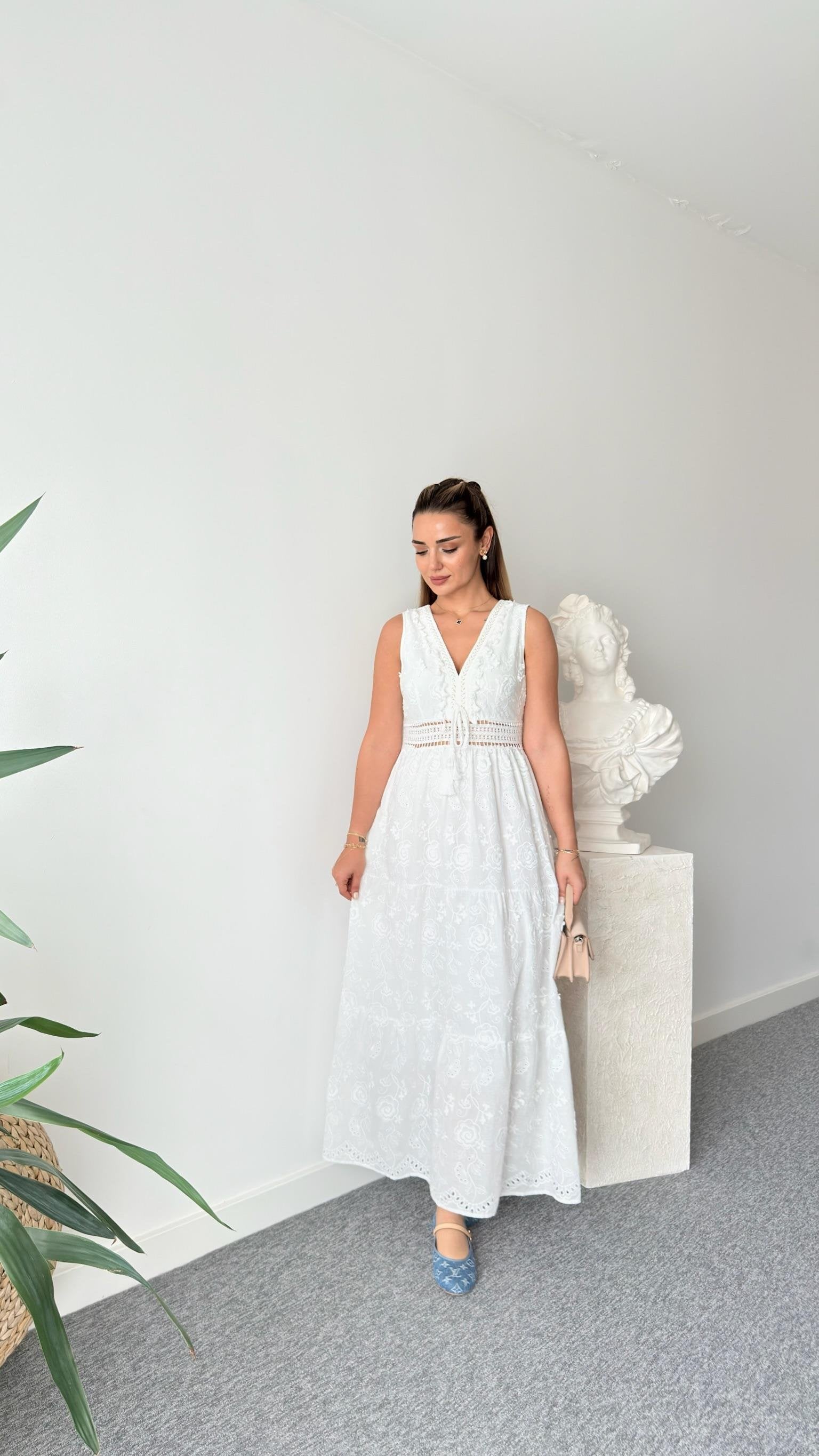 Premium White Cutwork Dress with Pigot Lining