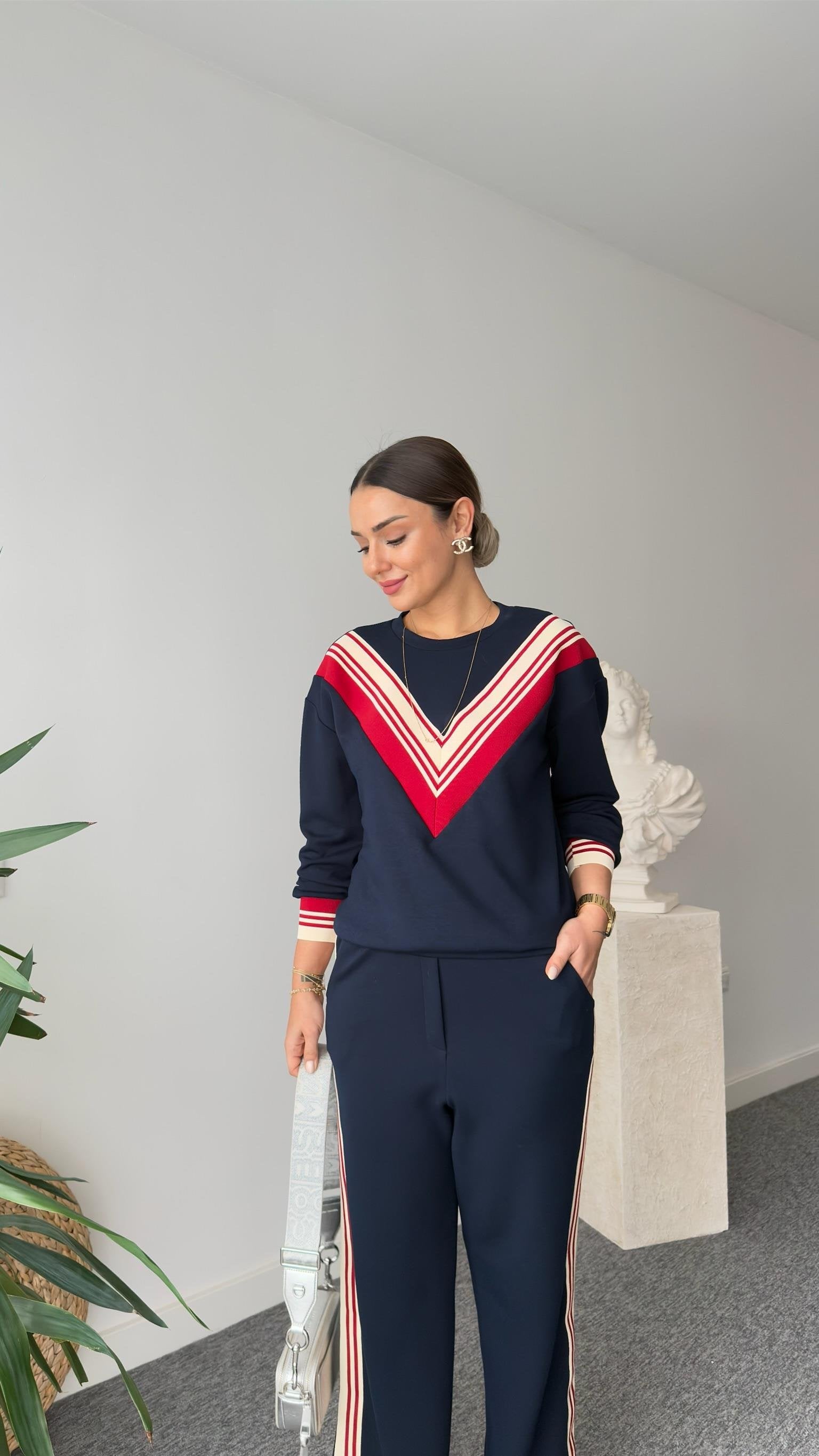 Liveya Red Stripe Detailed Modal Suit