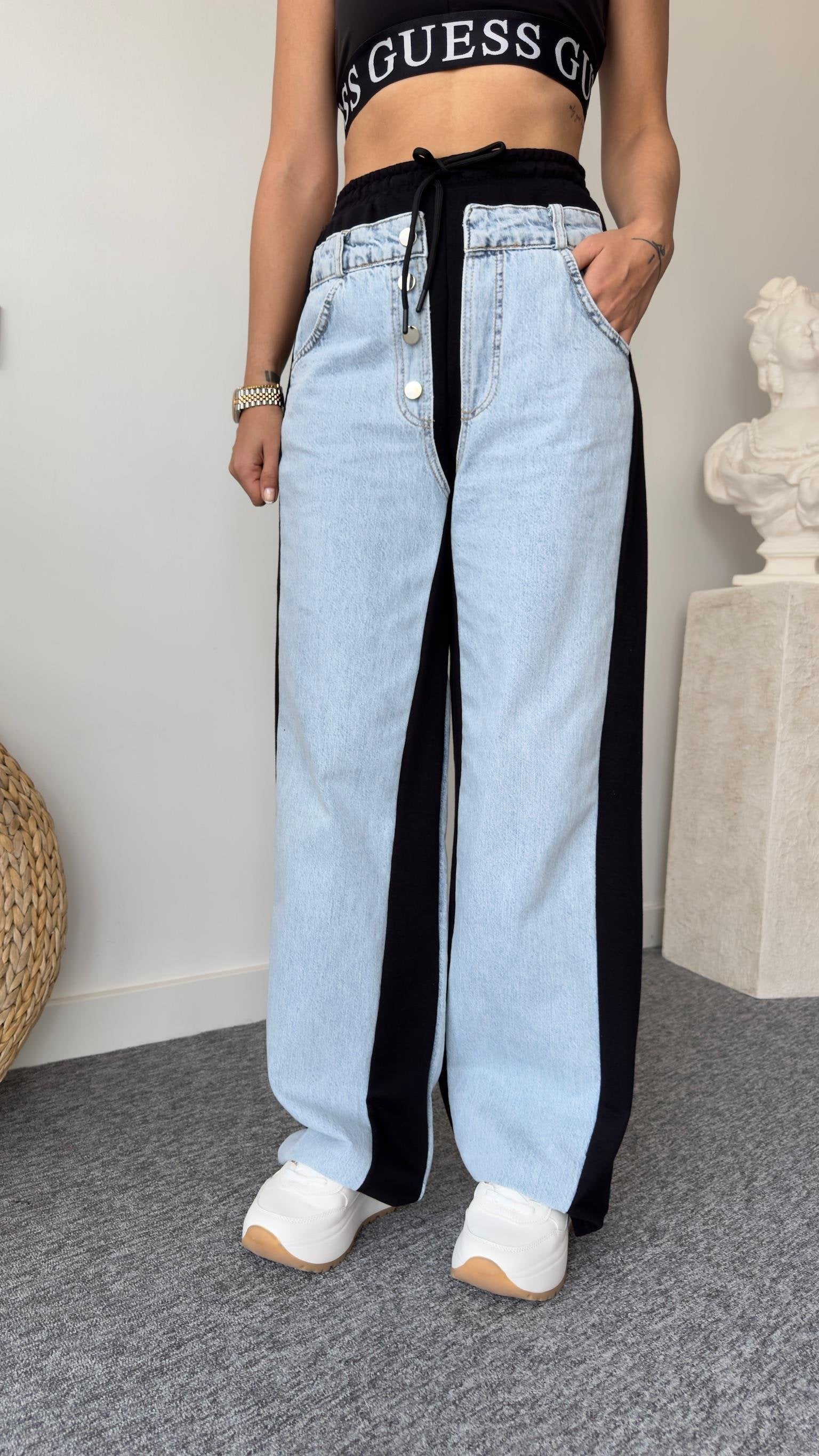 Designer Black Combed Cotton Detailed Trousers