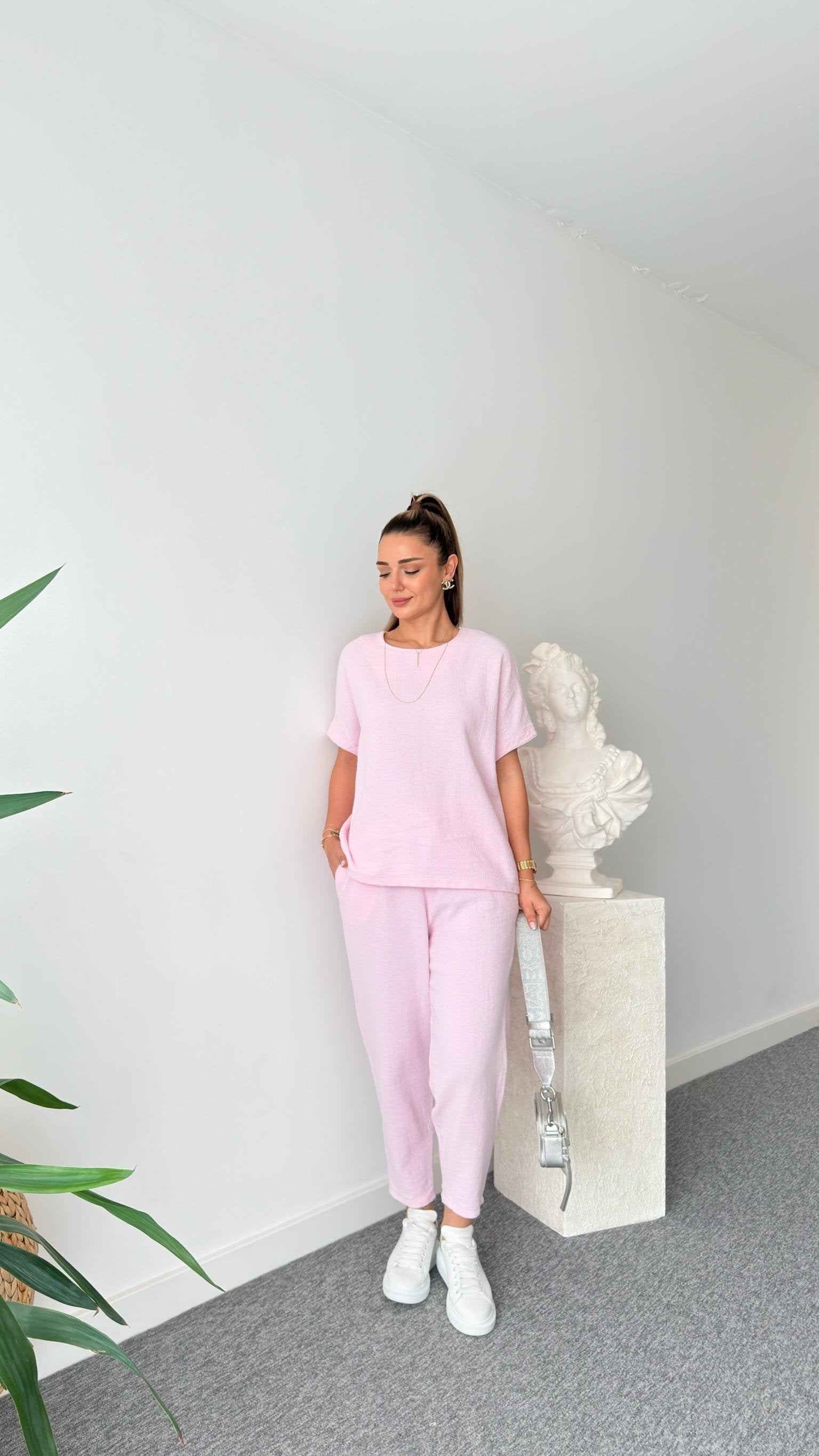 Pink Jaker Linen Casual Suit
