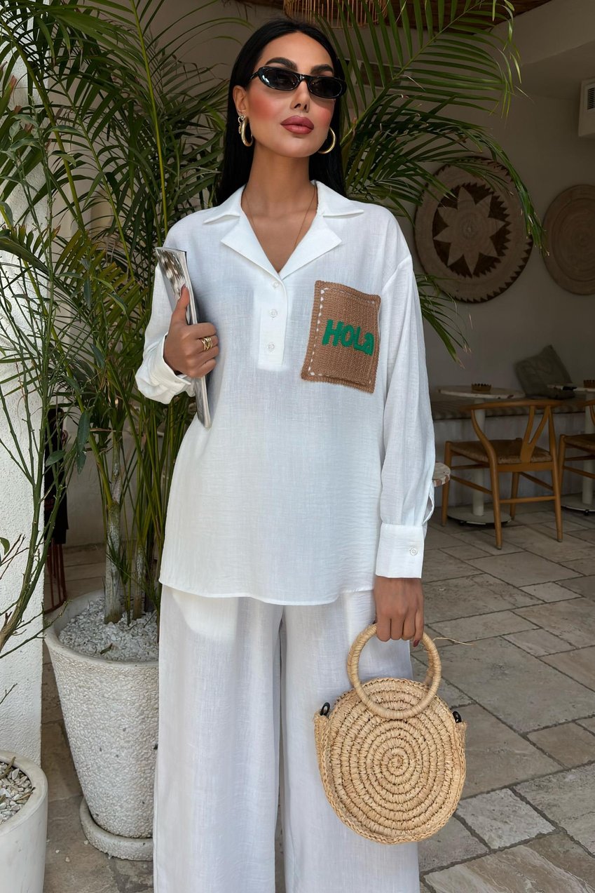 Open Collar Casual Linen Two Piece Suit