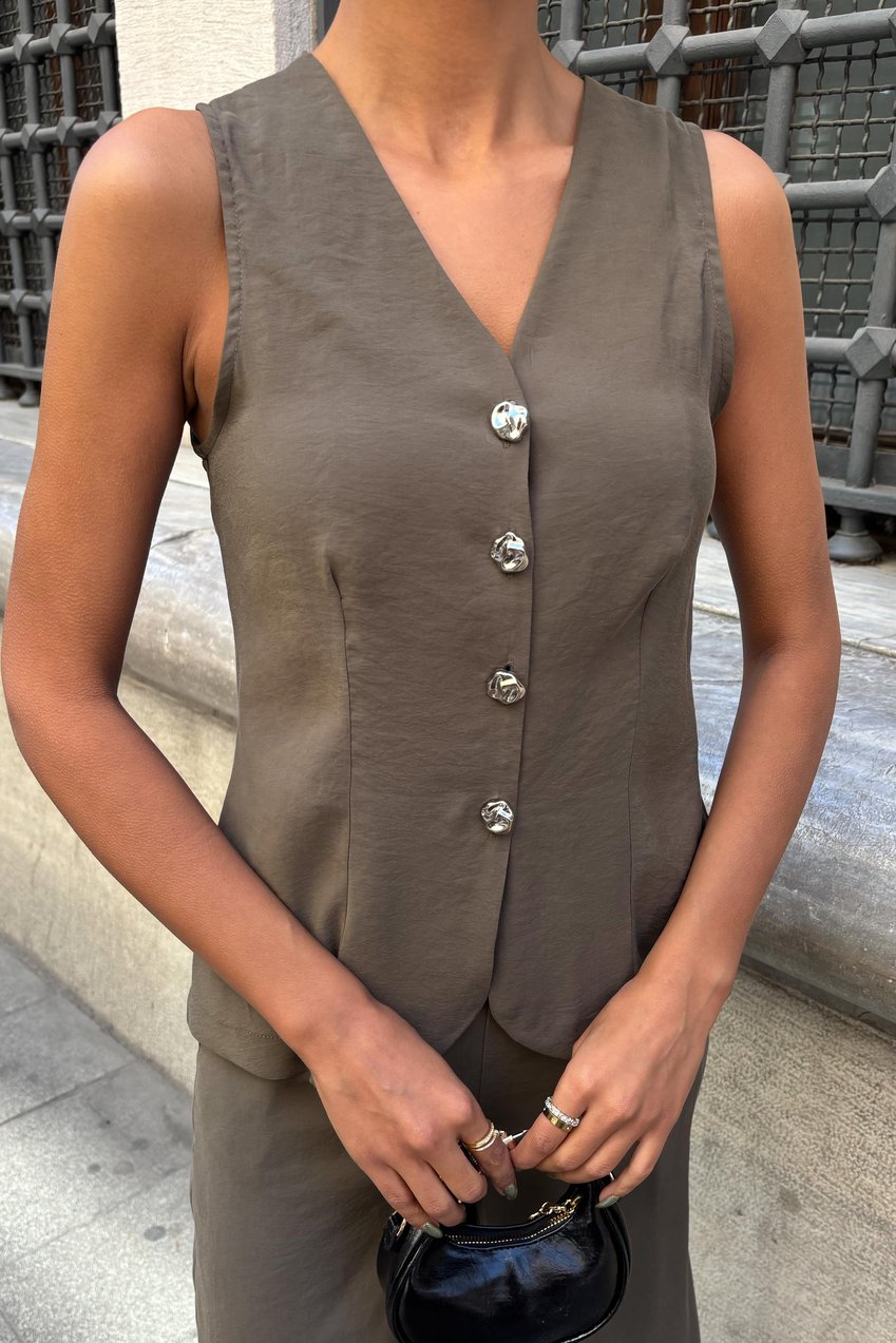 Lace-Up Vest Plazza Trouser Modal Set Grey