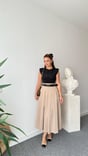 Brek Zra Model Belted Contrast Dress