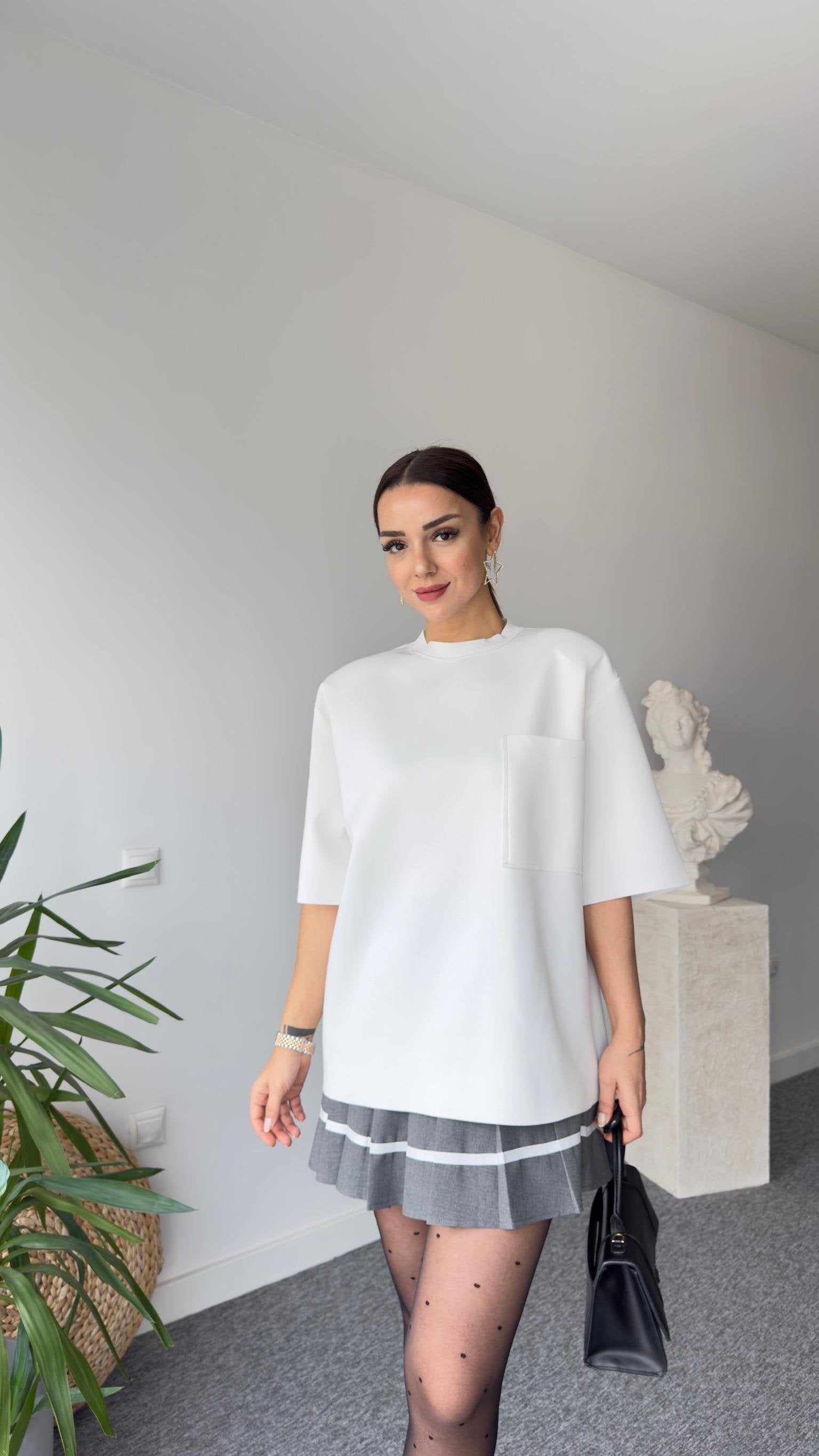 Back Zippered Zra Model Padded White Blouse