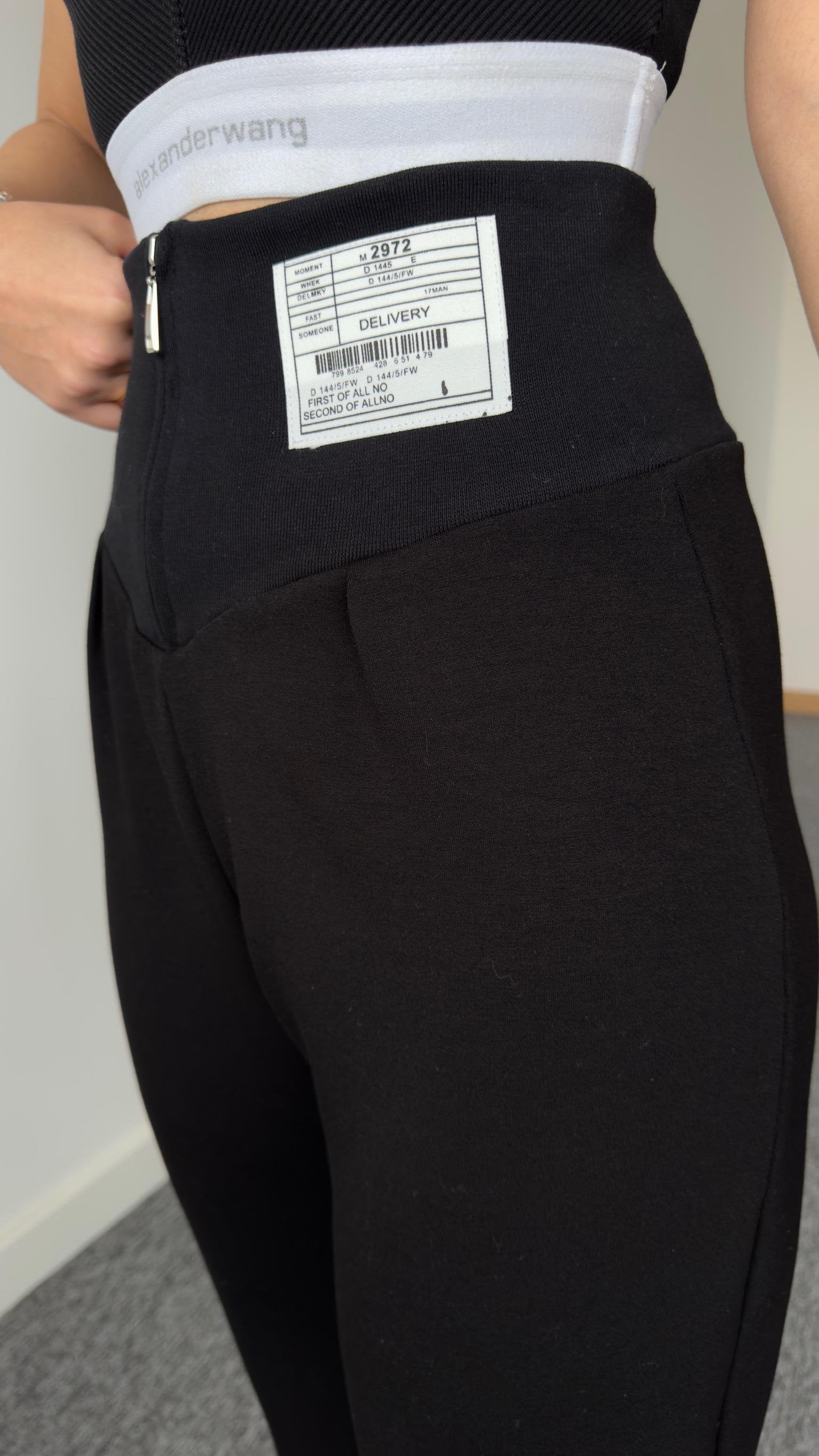 Modal Black Sweatpants with Corset Detail Label