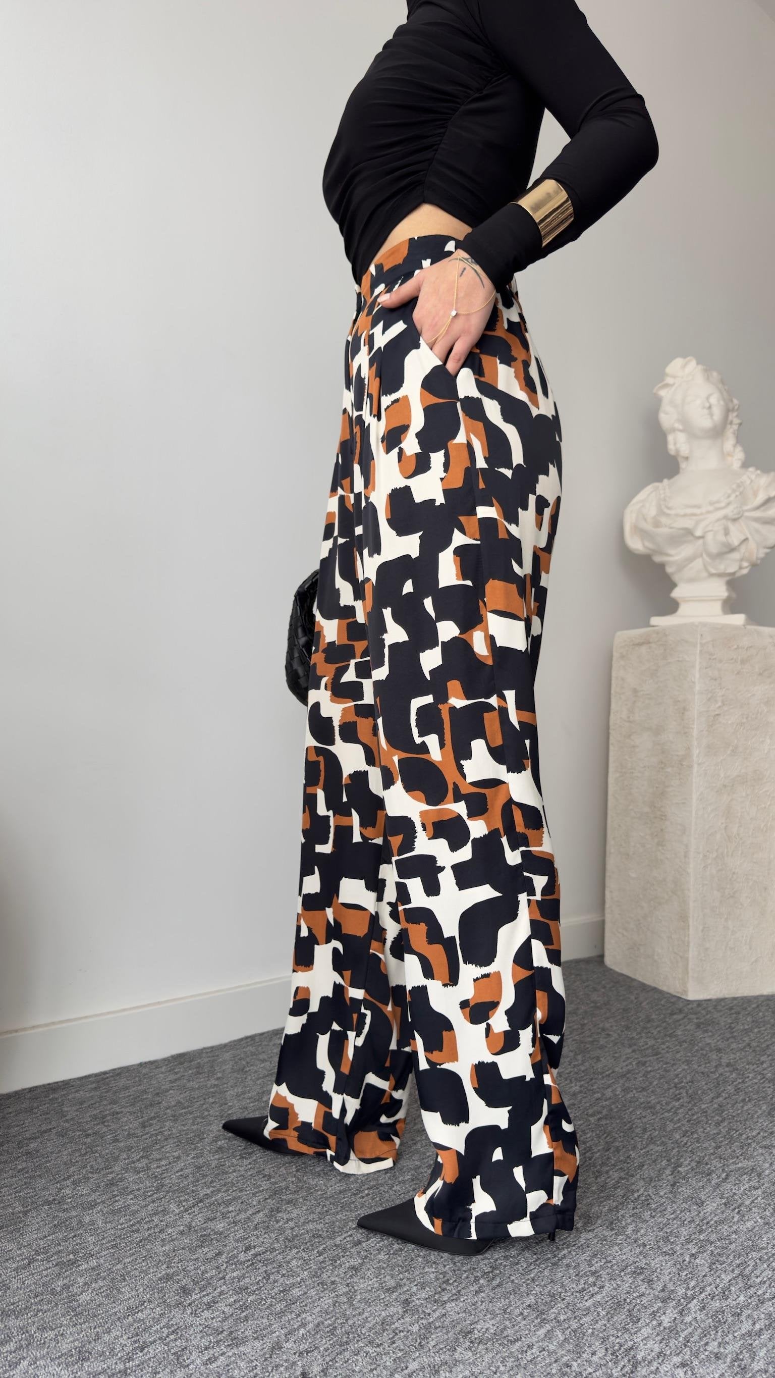 Brown Geometric Pattern Trousers