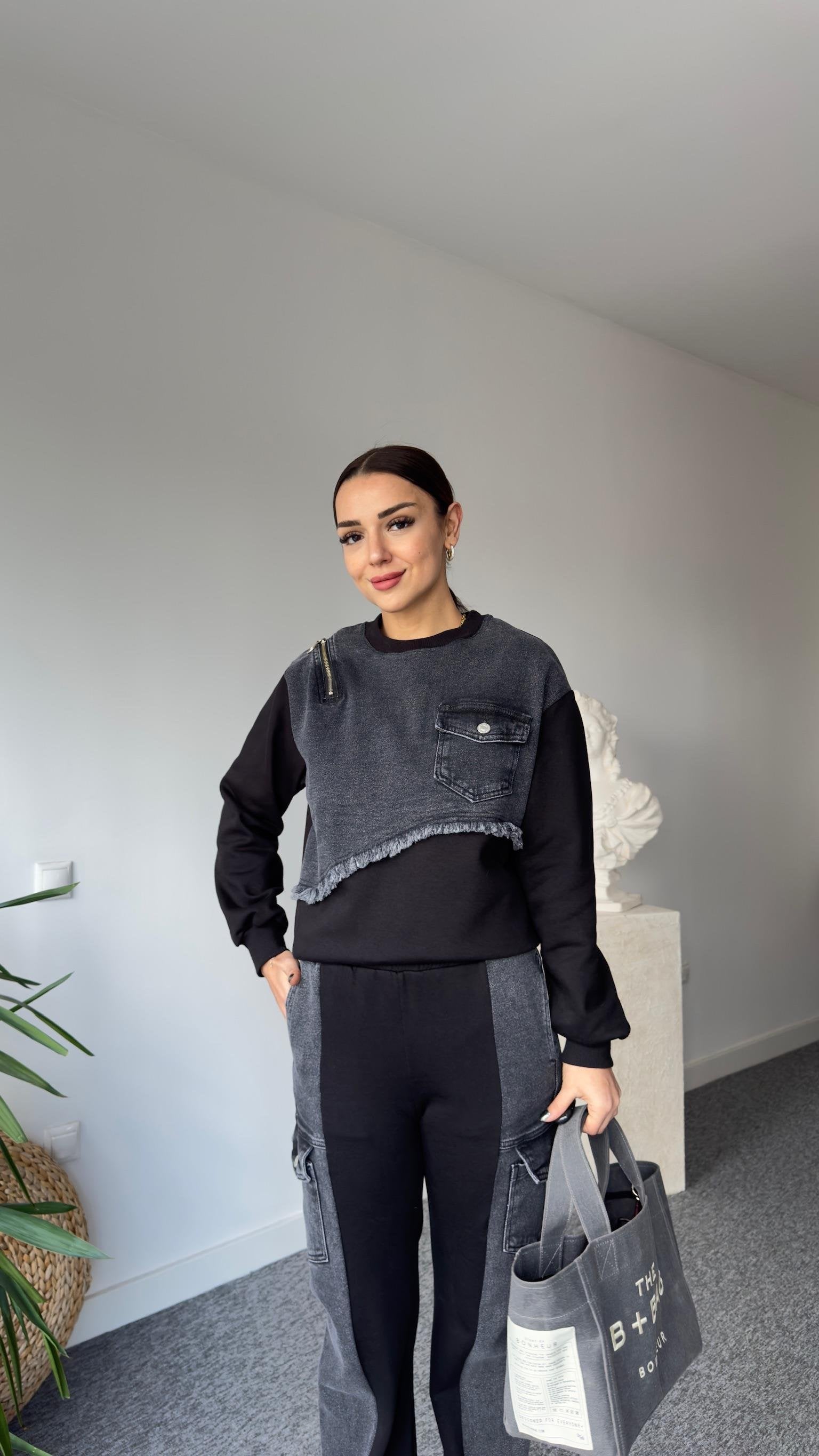 Vives Anthracite Denim Detailed Suit