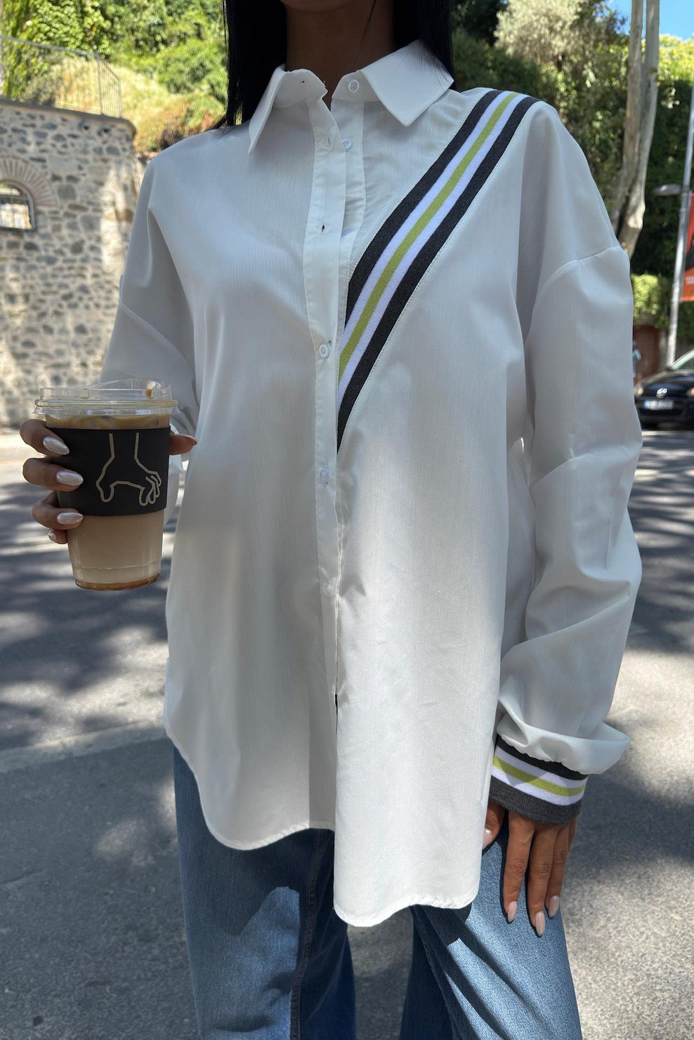 Oversize Poplin Shirt with Band Detail