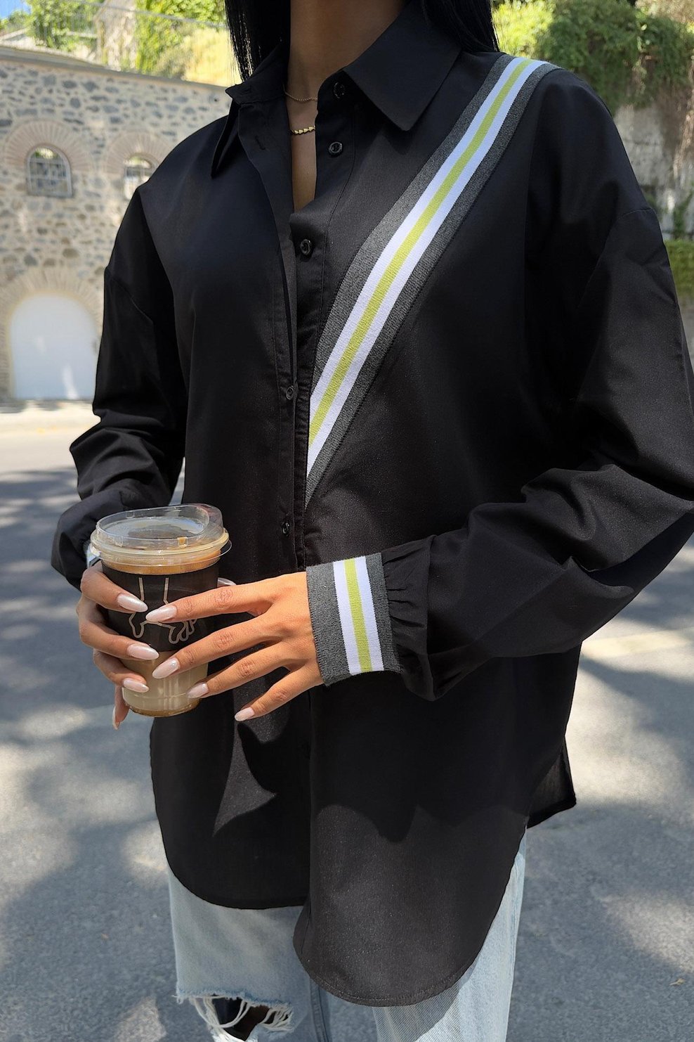 Oversize Poplin Shirt with Band Detail