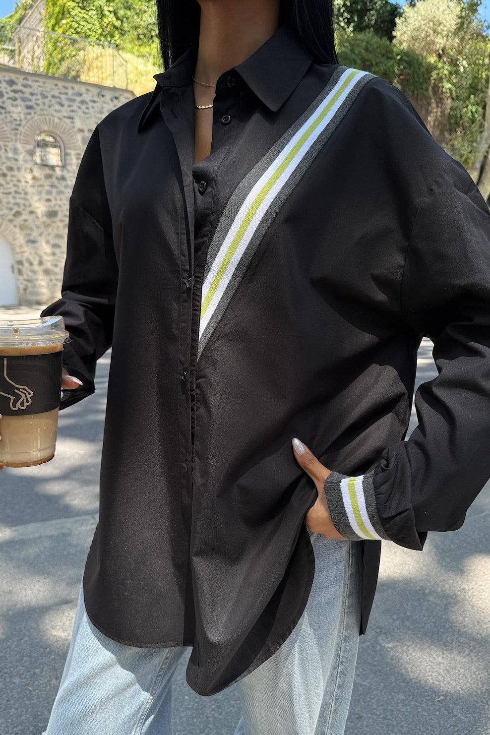 Oversize Poplin Shirt with Band Detail