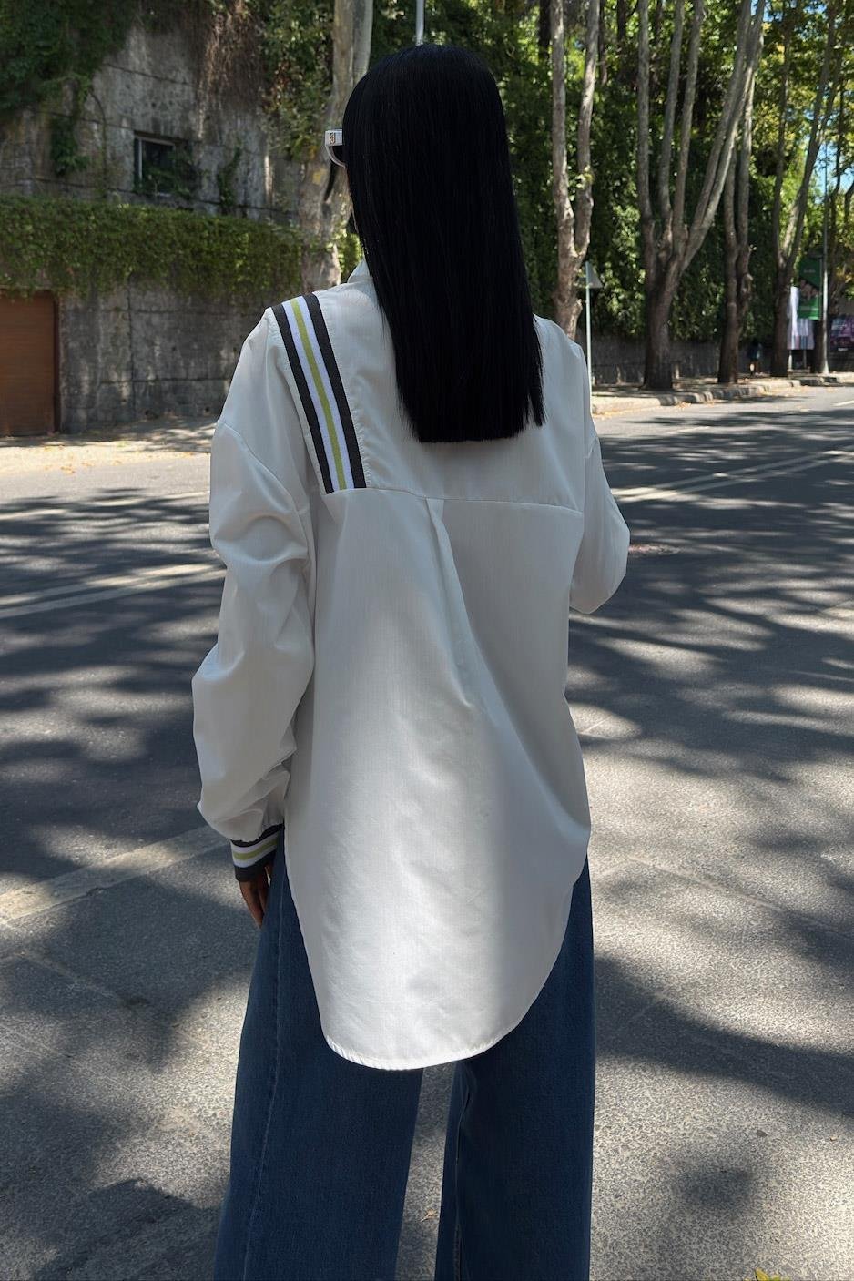 Oversize Poplin Shirt with Band Detail
