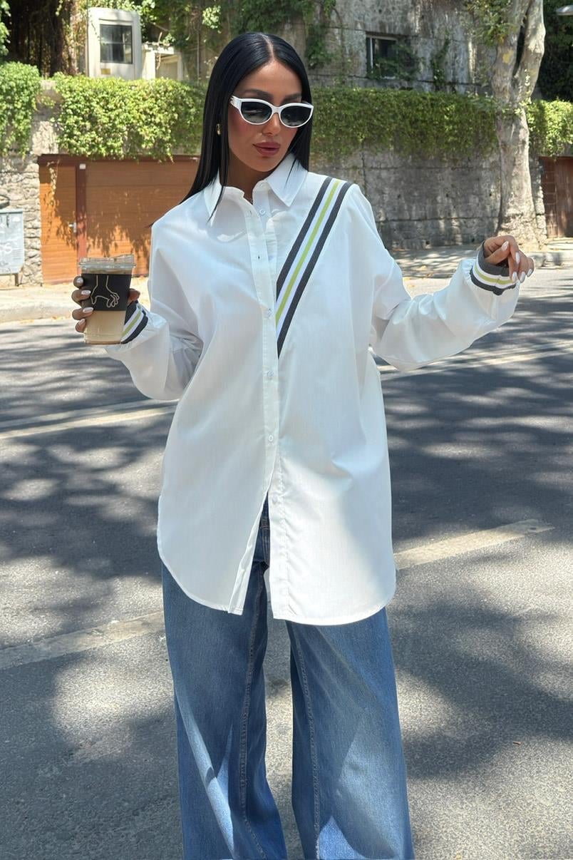 Oversize Poplin Shirt with Band Detail