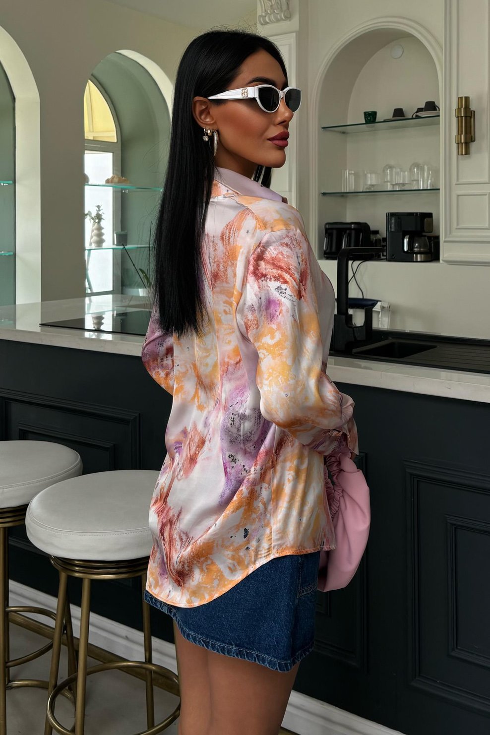 Batik Patterned Satin Shirt
