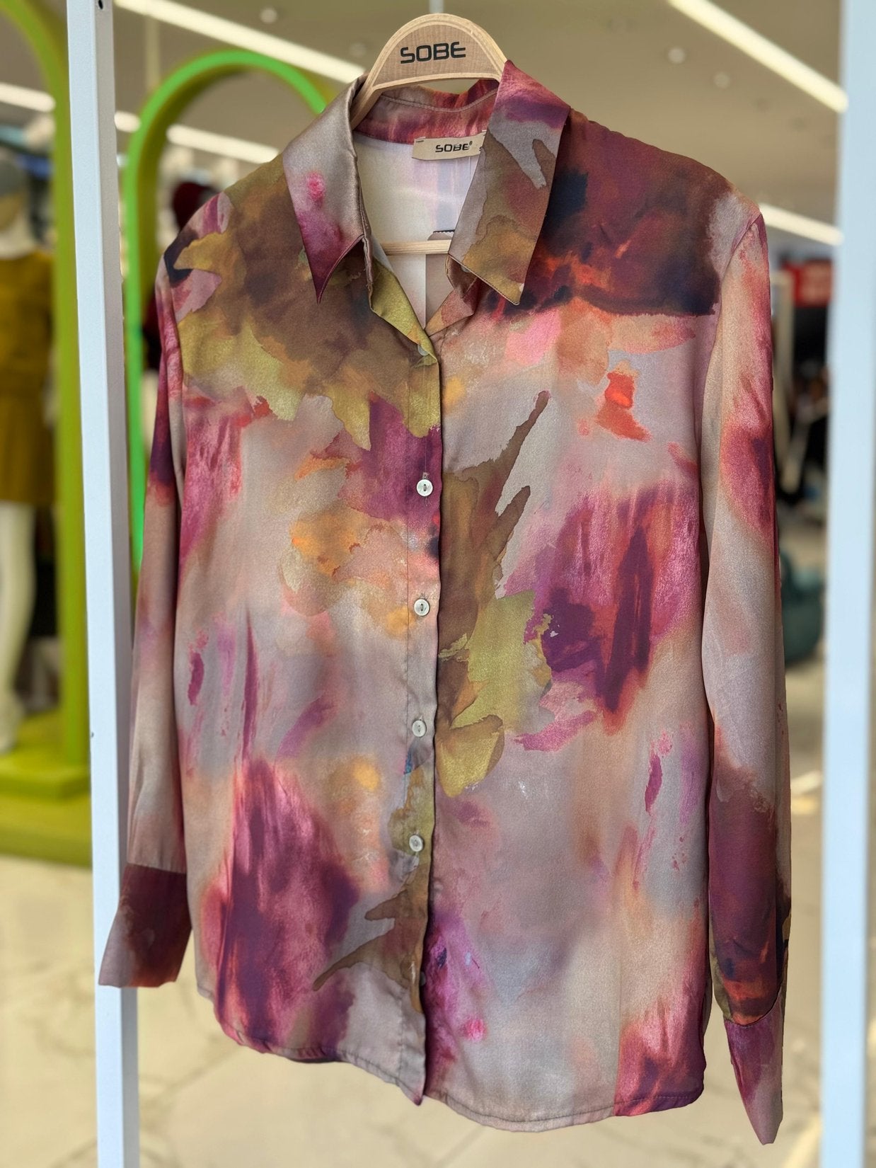 Batik Patterned Satin Shirt