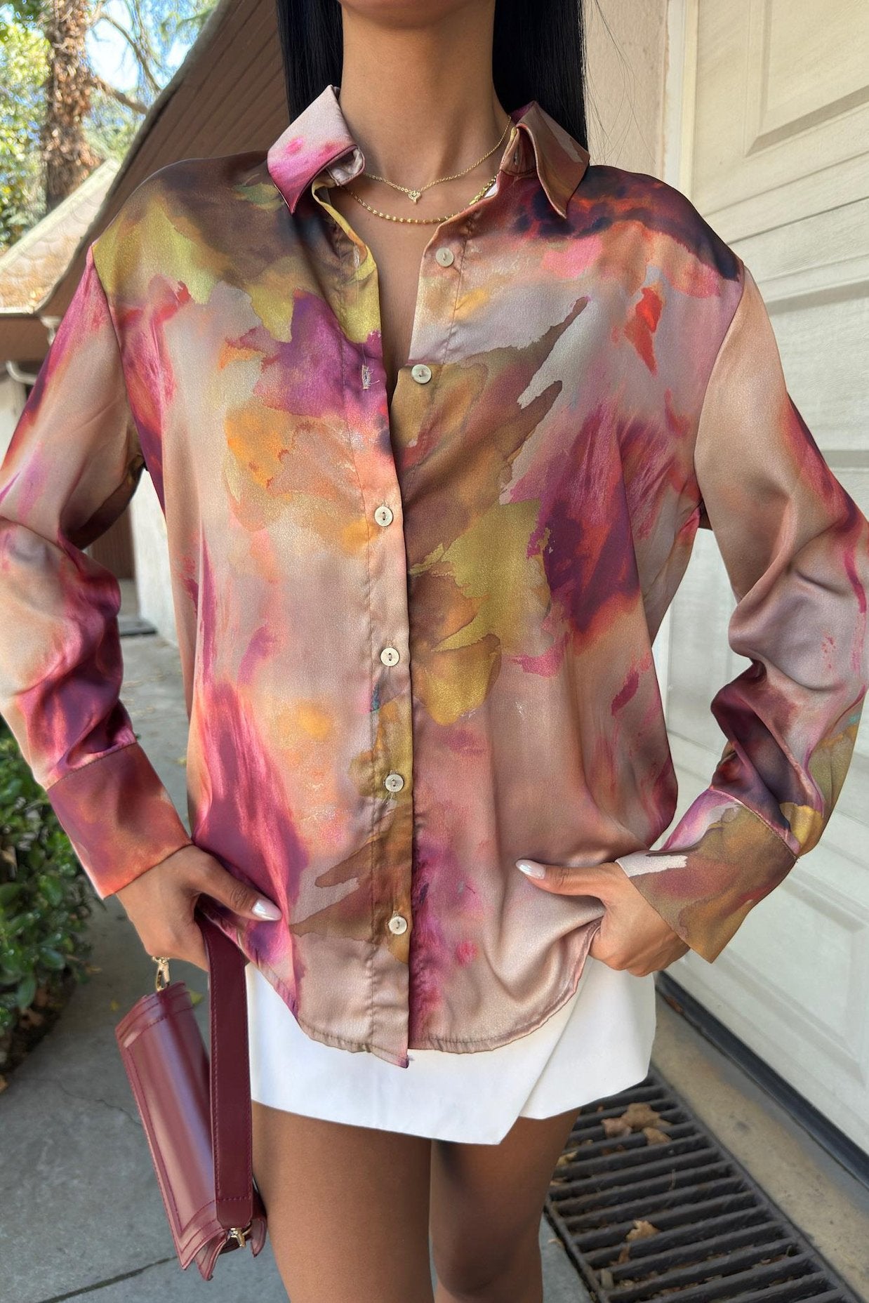 Batik Patterned Satin Shirt