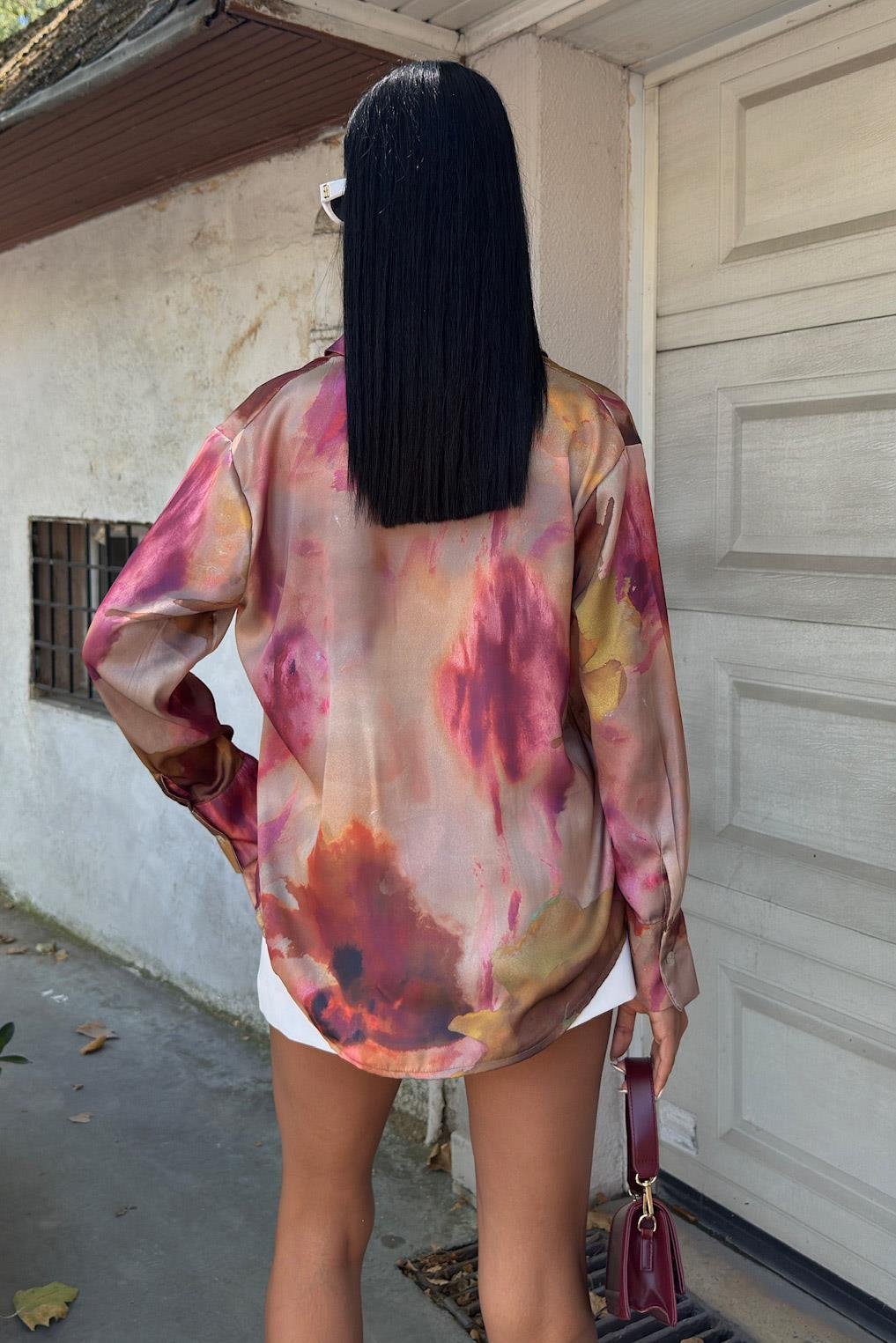 Batik Patterned Satin Shirt
