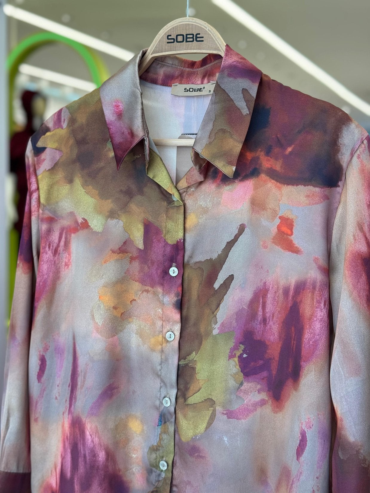 Batik Patterned Satin Shirt