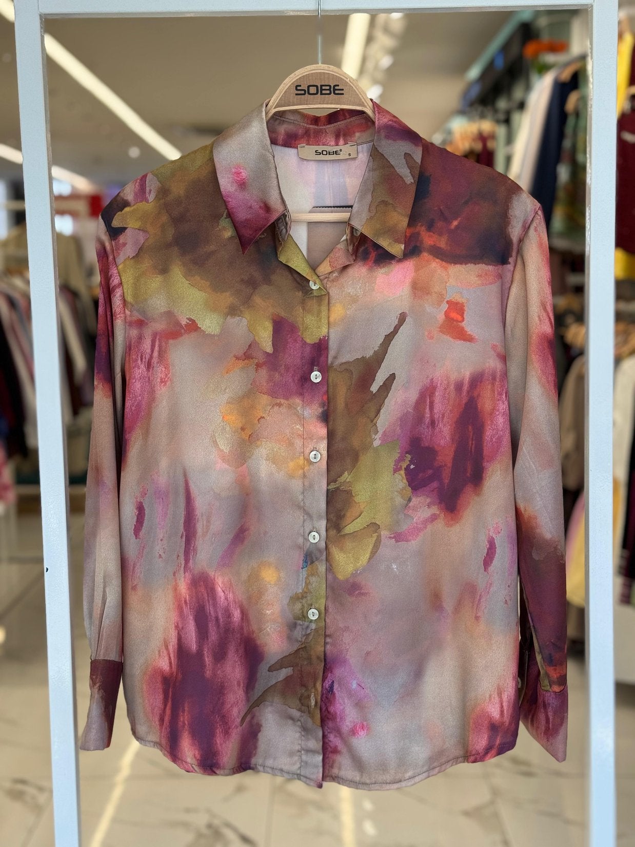 Batik Patterned Satin Shirt