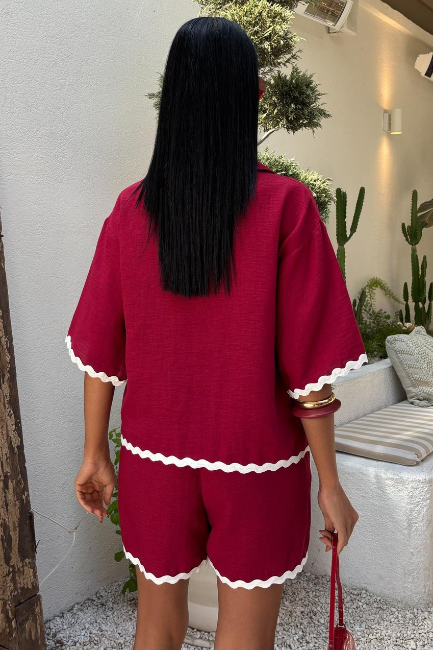 Linen Suit with Piping Detail and Shorts