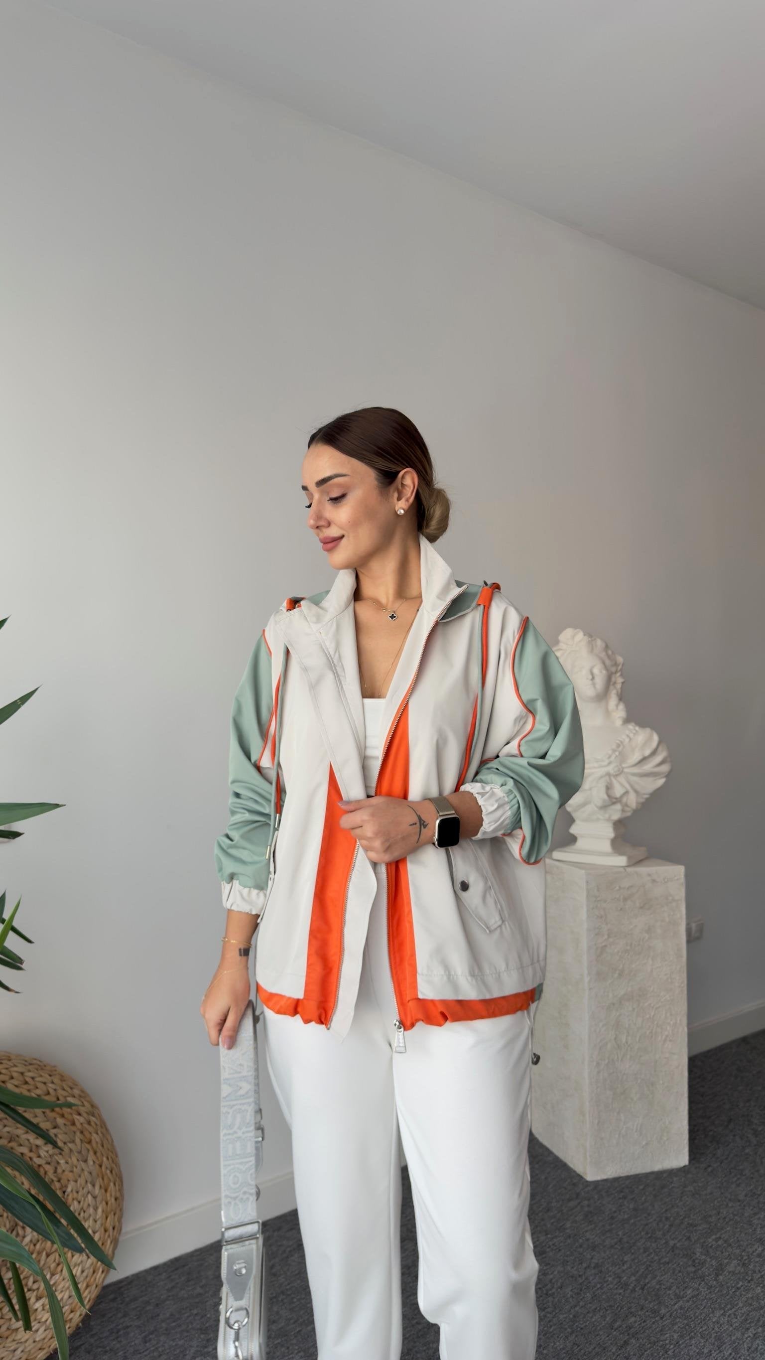 Benore Orange Stripe Detailed Jacket