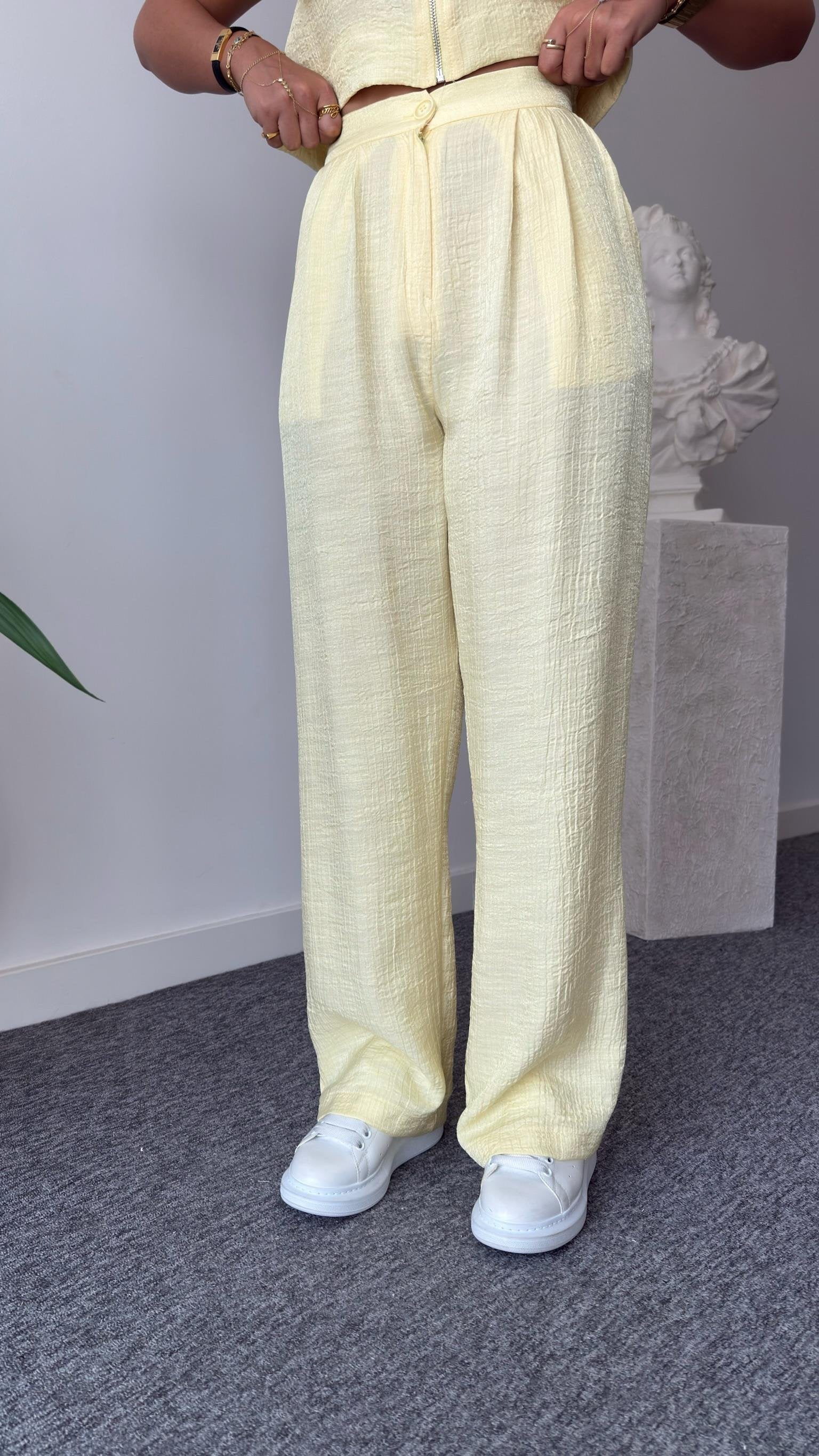 Yellow Gjen Zippered Two Piece Suit